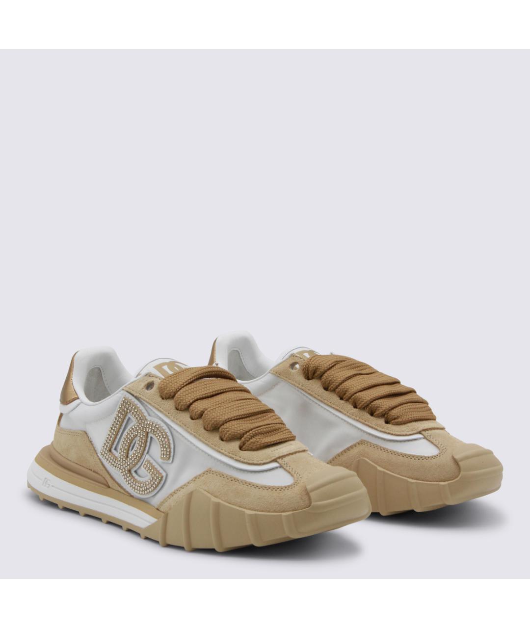 DOLCE&GABBANA Бежевые кожаные кроссовки, фото 2