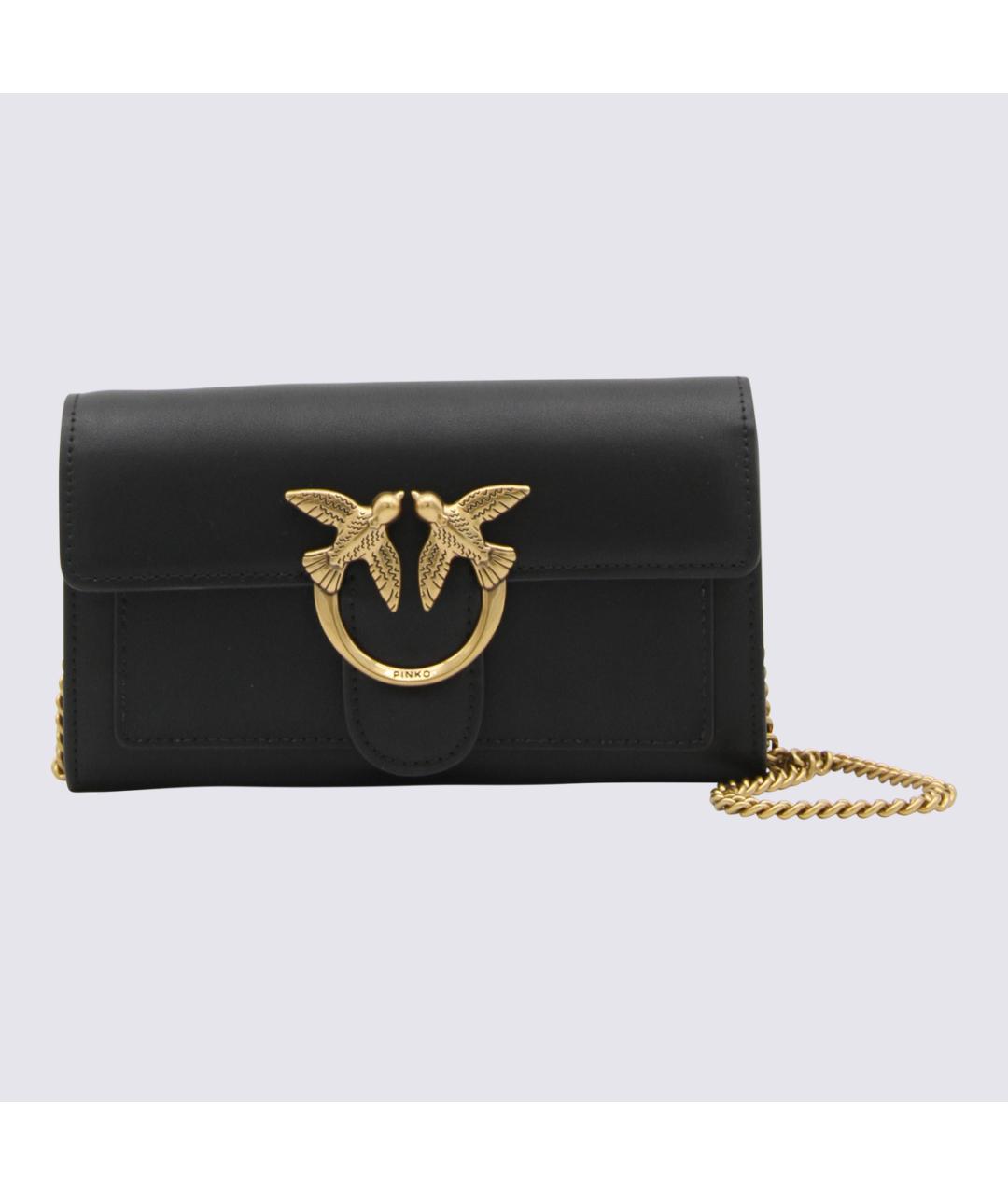 PINKO Черная кожаная сумка через плечо, фото 3