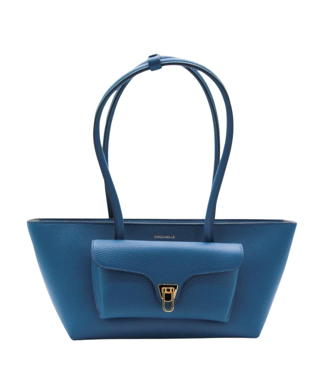 COCCINELLE Синяя кожаная сумка тоут, фото 1