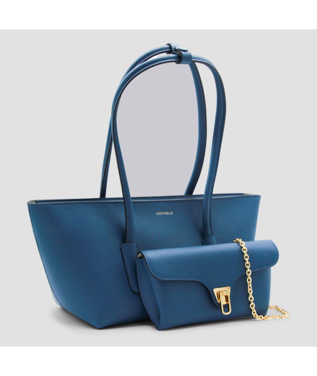 COCCINELLE Синяя кожаная сумка тоут, фото 4