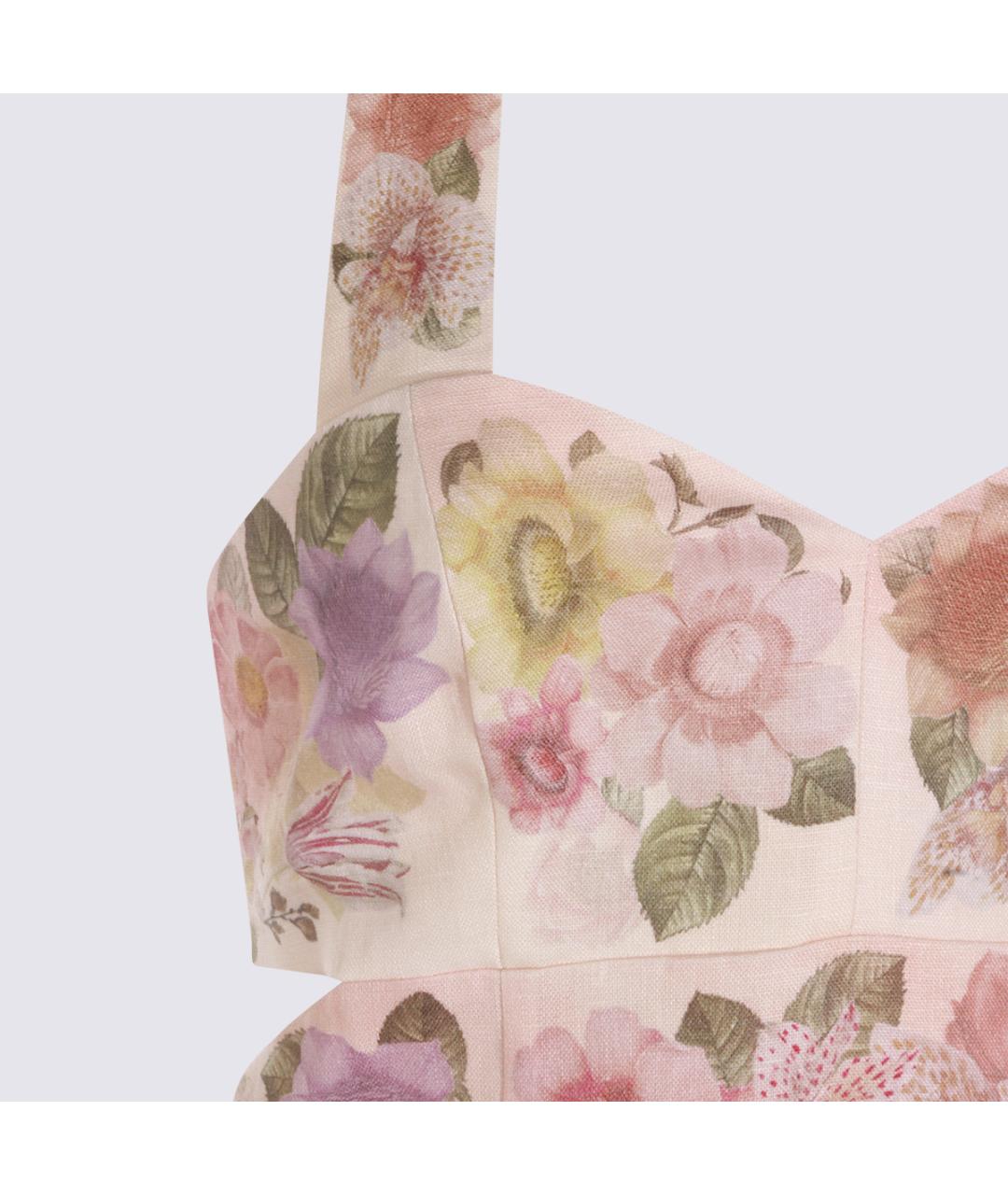 TWIN-SET Мульти льняное повседневное платье, фото 3