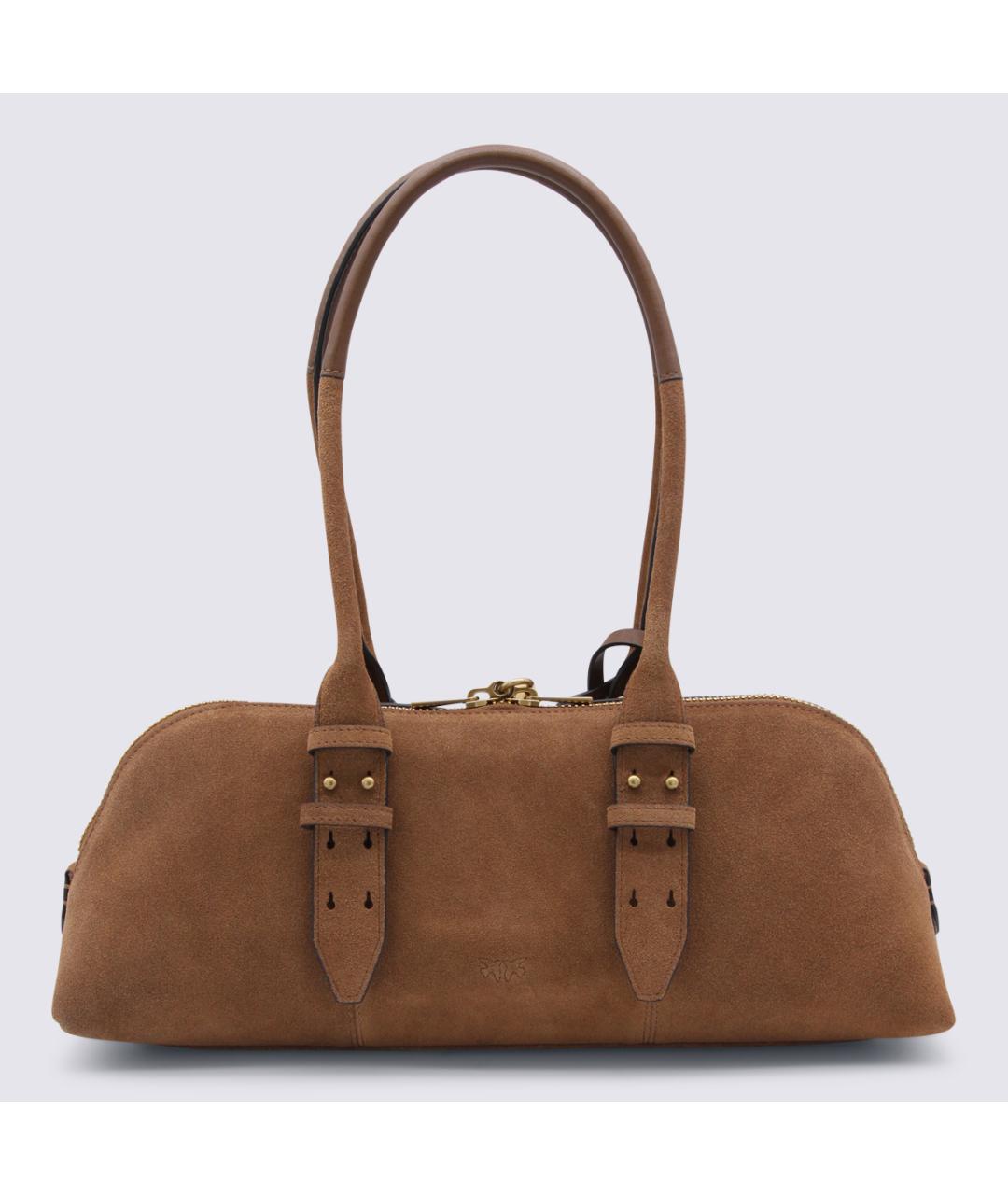 PINKO Коричневая замшевая сумка через плечо, фото 3