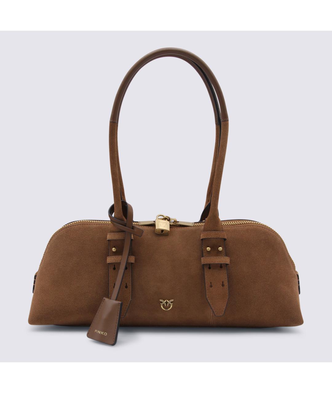 PINKO Коричневая замшевая сумка через плечо, фото 5