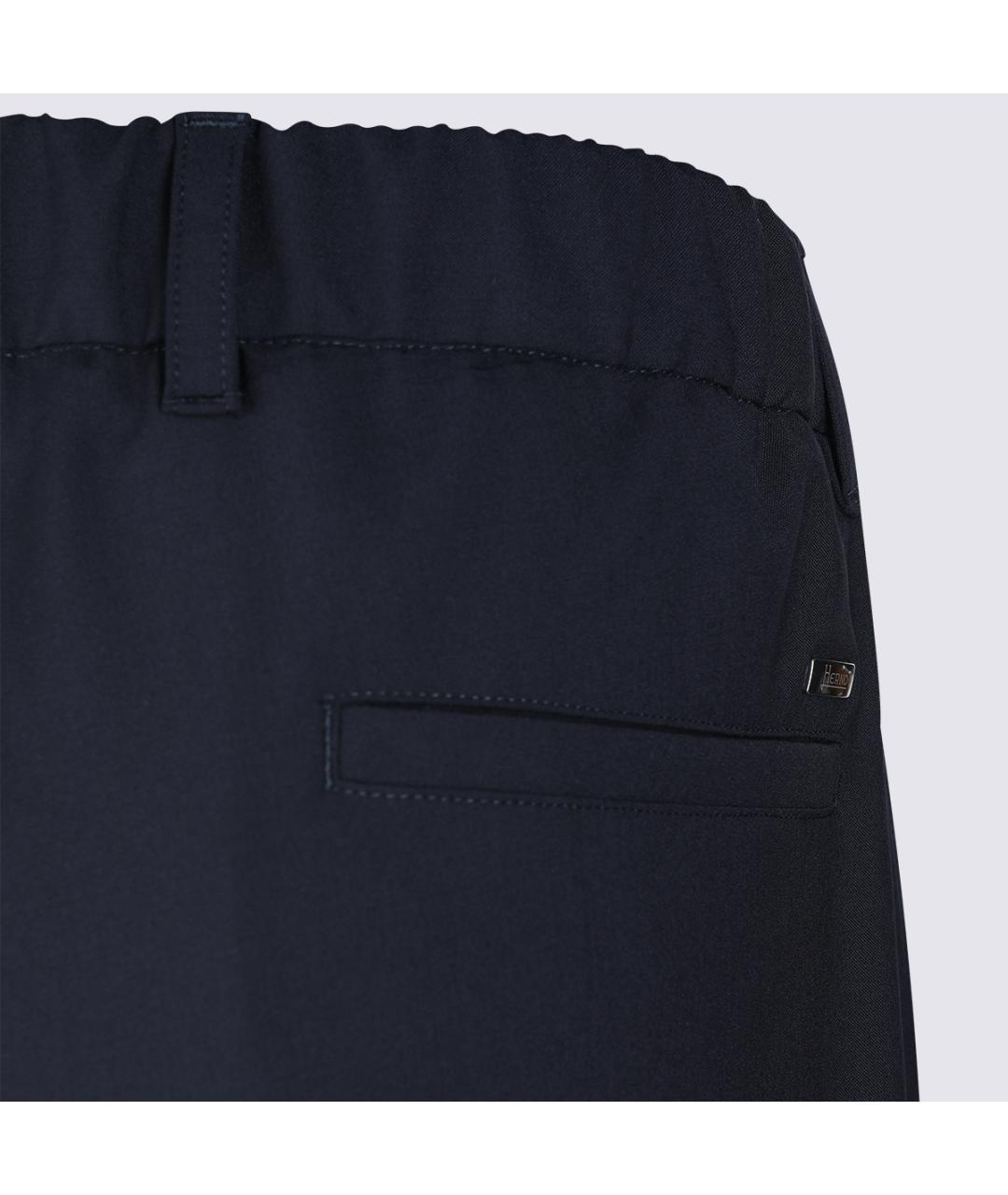 HERNO Синие полиэстеровые повседневные брюки, фото 4