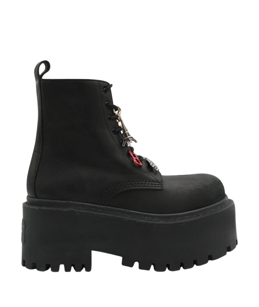 BALENCIAGA Черные кожаные ботинки, фото 1