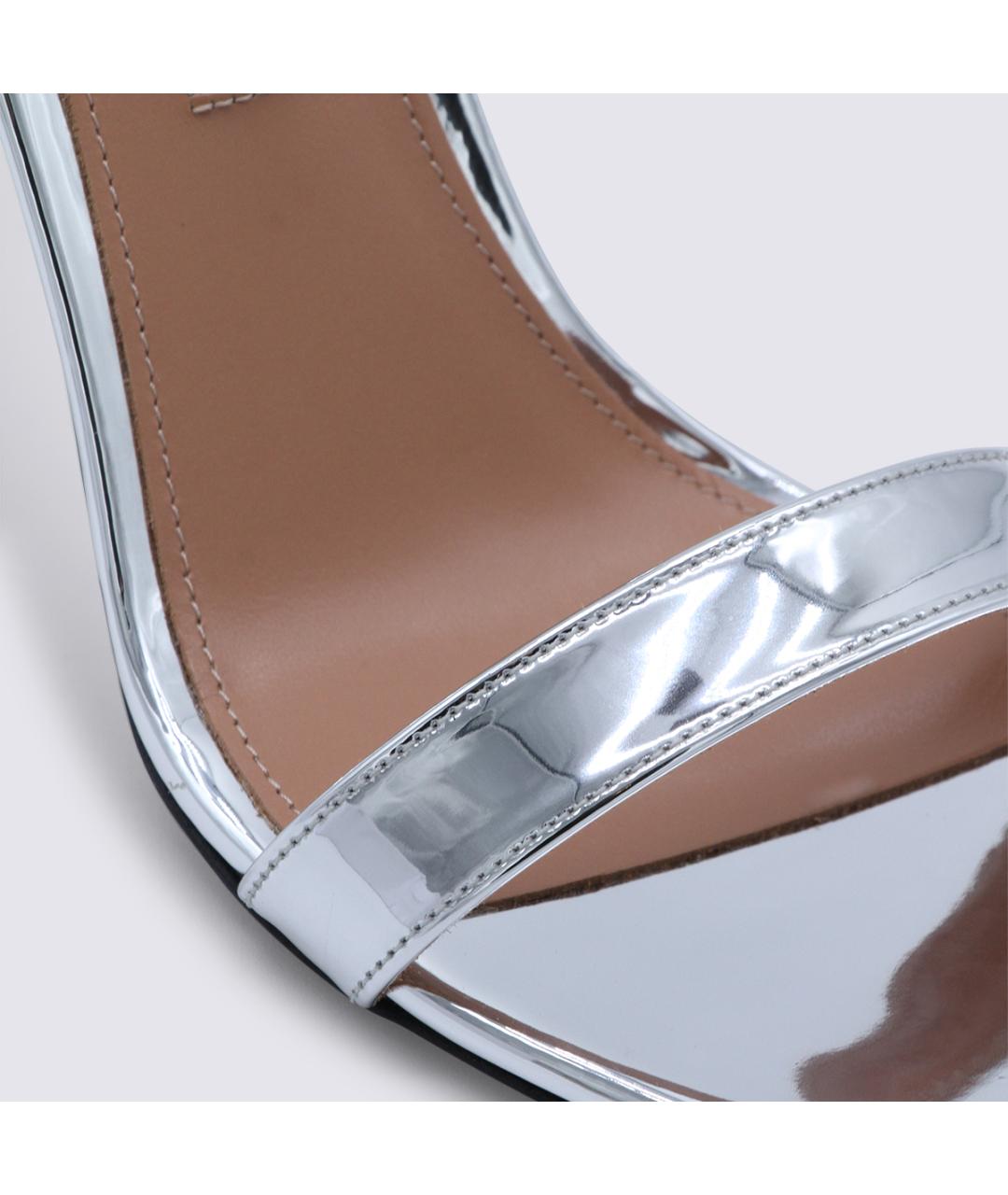 AQUAZZURA Серебряные кожаные босоножки, фото 4