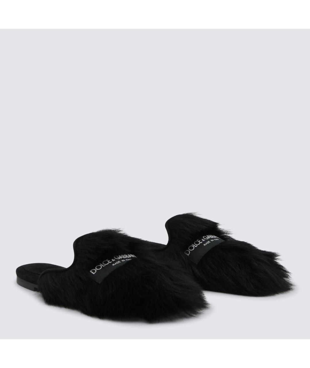 DOLCE&GABBANA Черные кожаные мюли, фото 2
