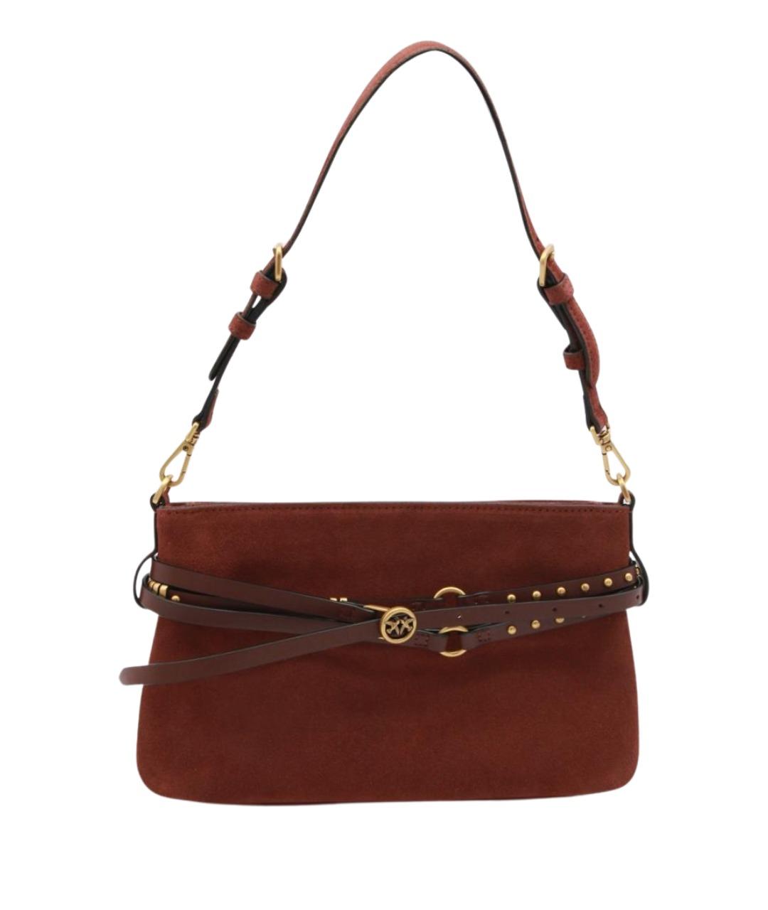 PINKO Коричневая замшевая сумка через плечо, фото 1