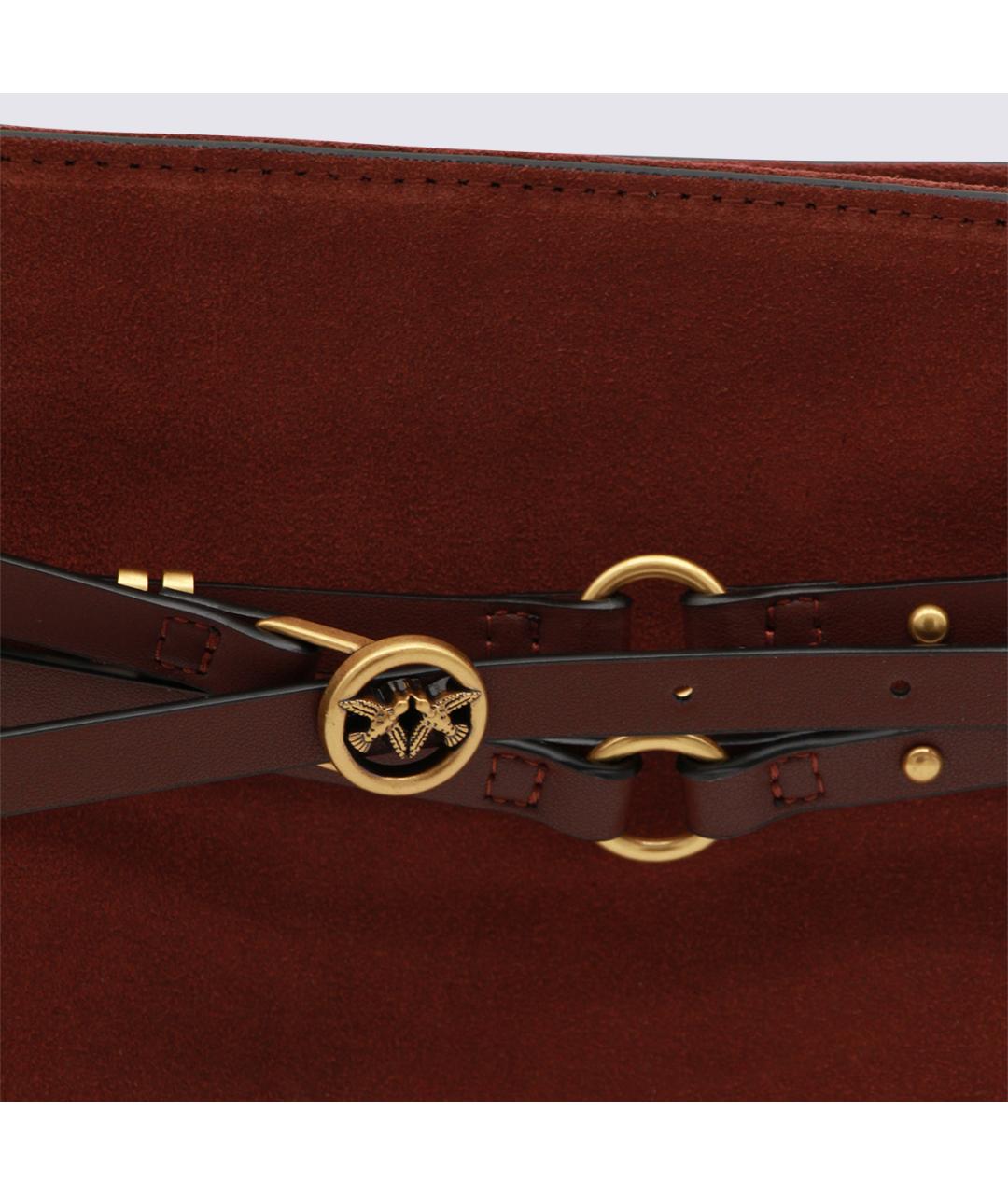 PINKO Коричневая замшевая сумка через плечо, фото 4