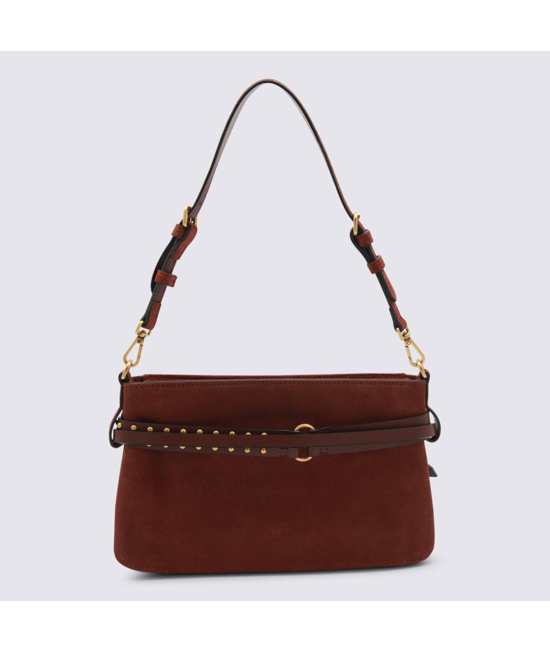 PINKO Коричневая замшевая сумка через плечо, фото 3