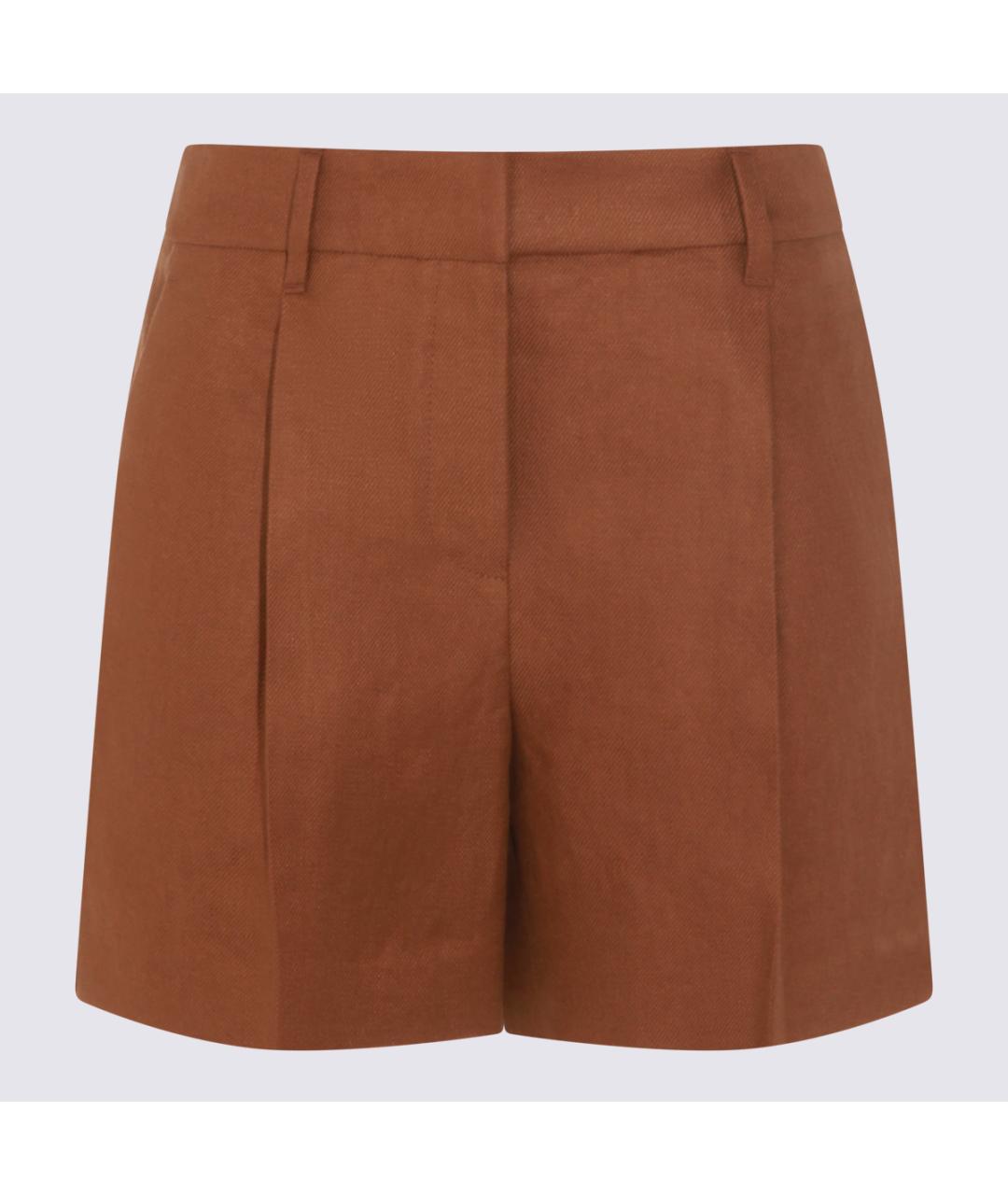 BRUNELLO CUCINELLI Коричневые льняные шорты, фото 5