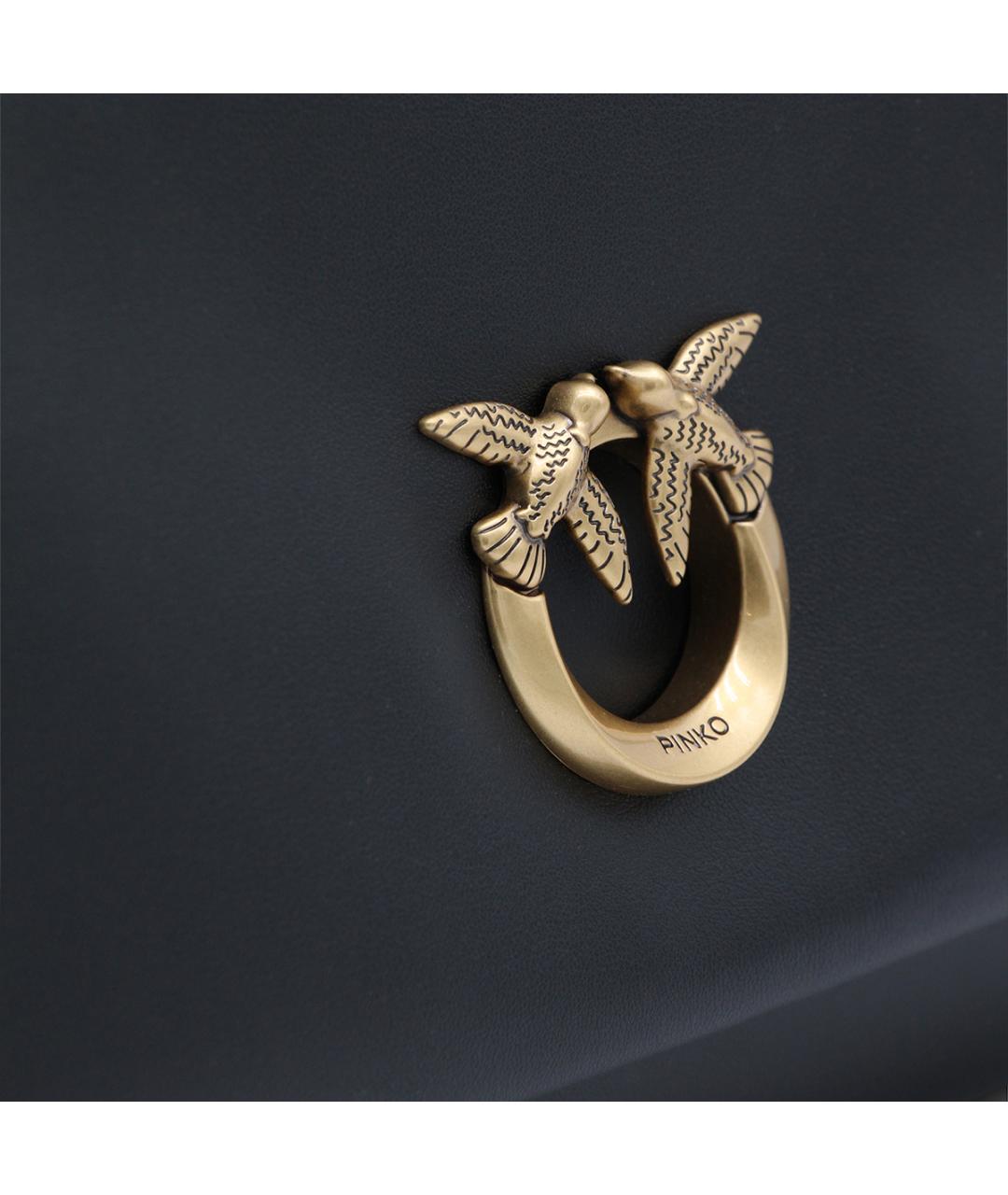 PINKO Черная кожаная сумка тоут, фото 4