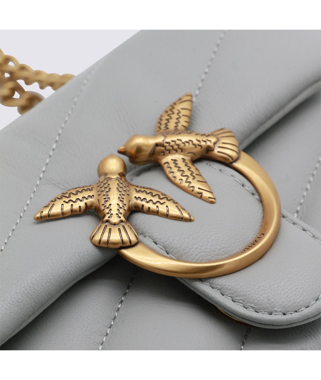 PINKO Серая кожаная сумка через плечо, фото 4