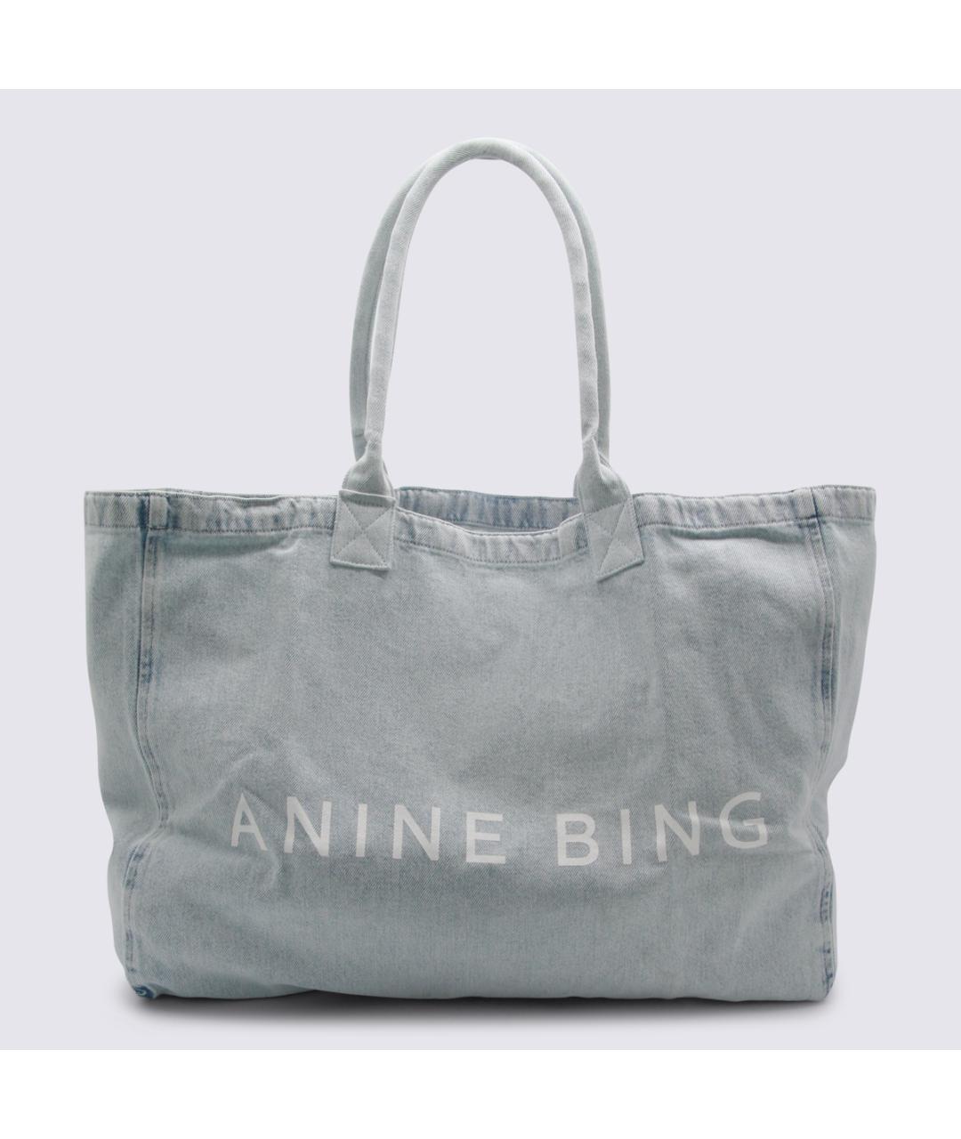 ANINE BING Голубая хлопковая сумка тоут, фото 5