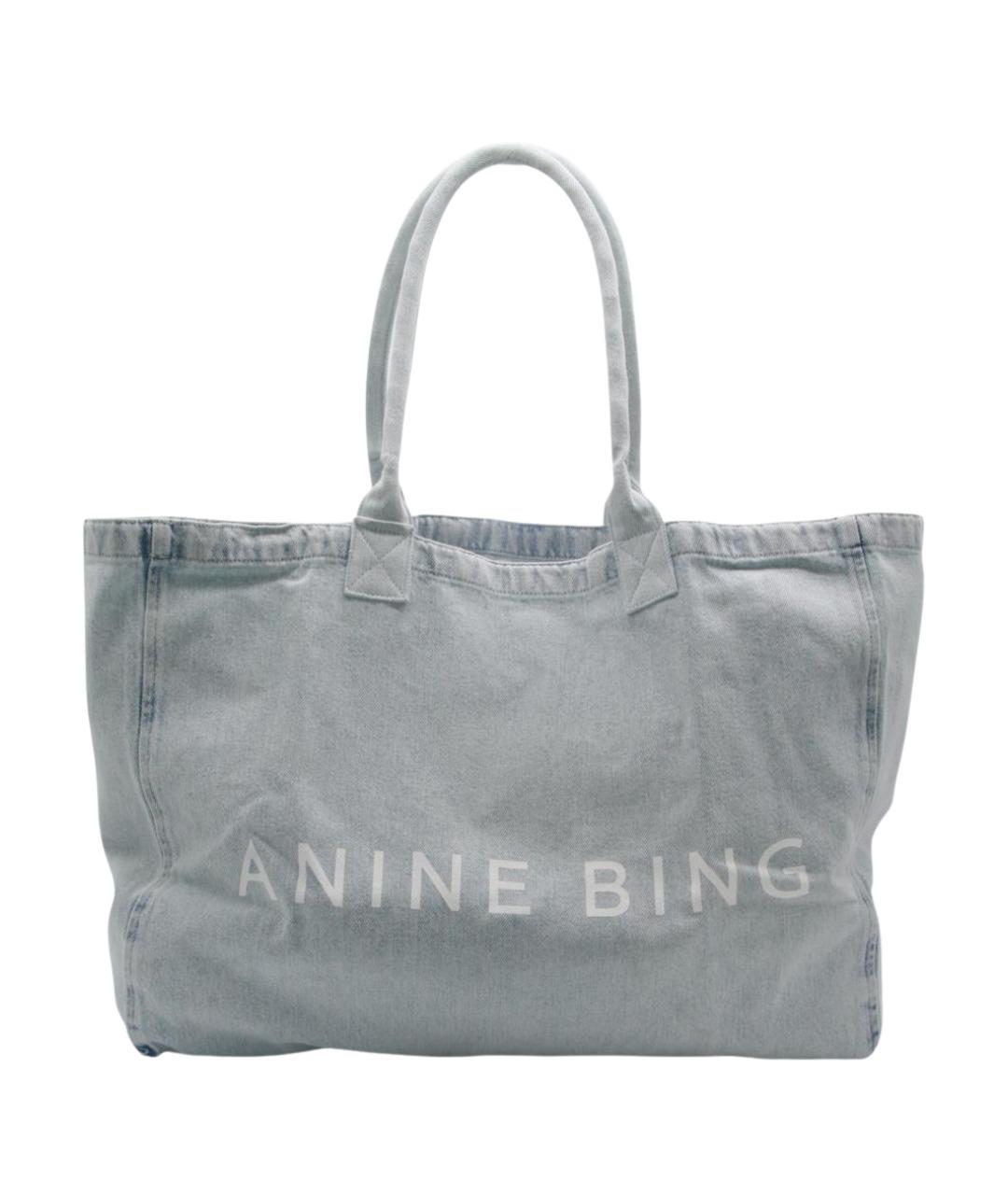ANINE BING Голубая хлопковая сумка тоут, фото 1