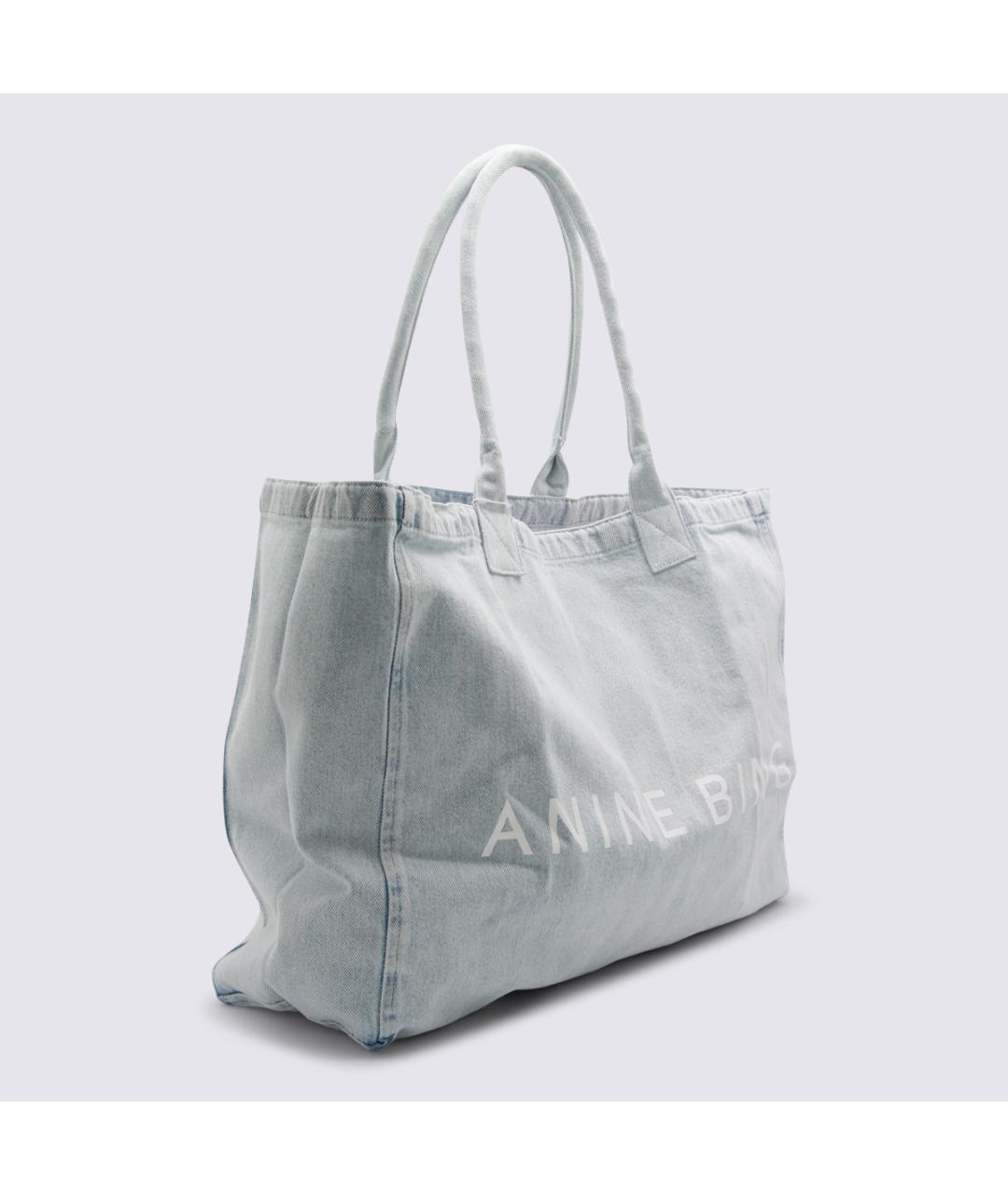 ANINE BING Голубая хлопковая сумка тоут, фото 2