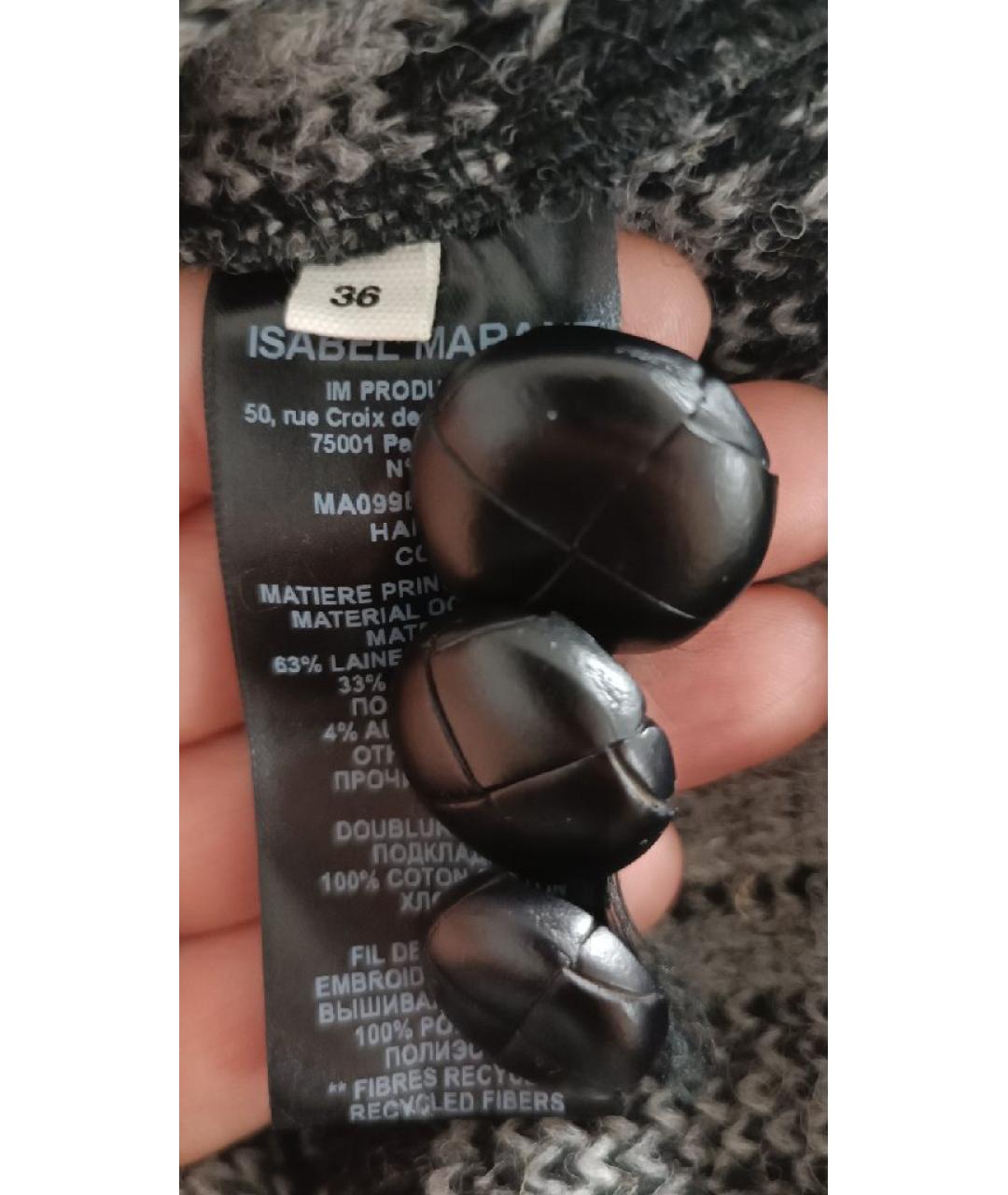 ISABEL MARANT Черное шерстяное пальто, фото 4