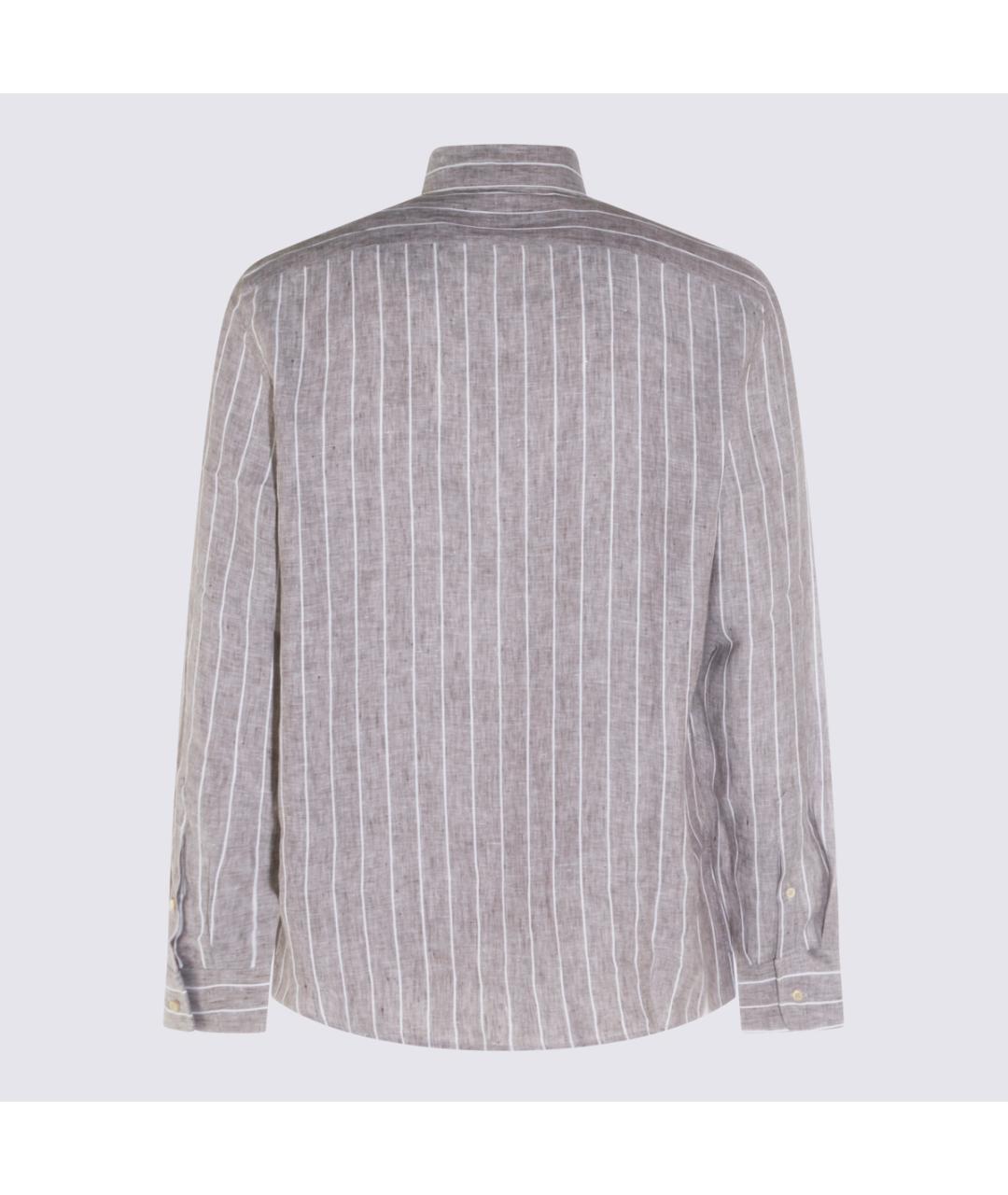 BRUNELLO CUCINELLI Коричневая льняная кэжуал рубашка, фото 2