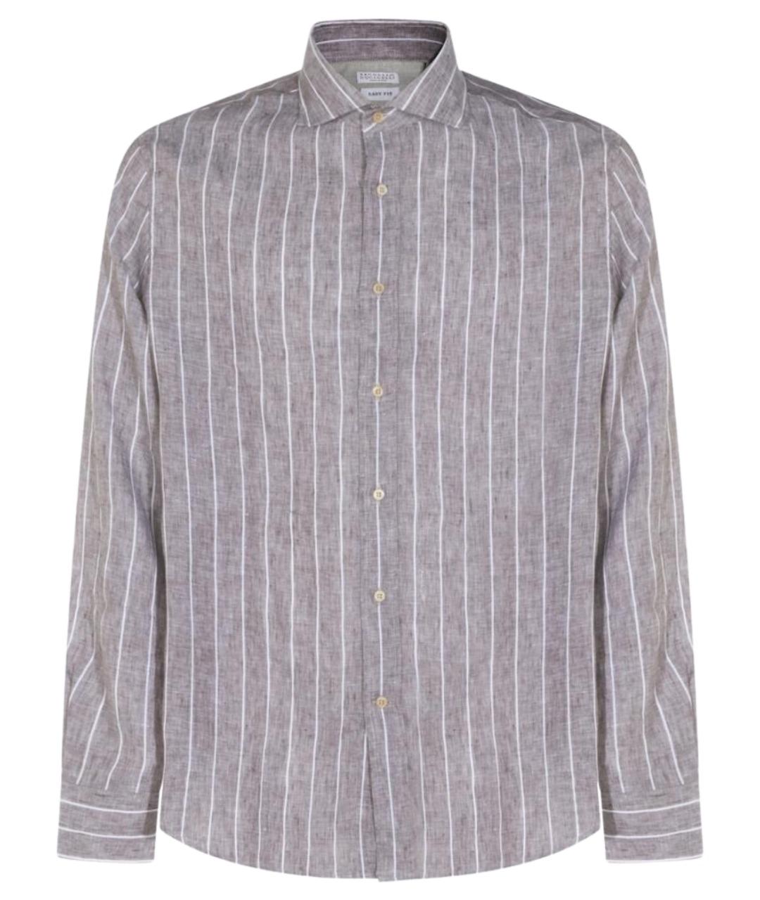 BRUNELLO CUCINELLI Коричневая льняная кэжуал рубашка, фото 1