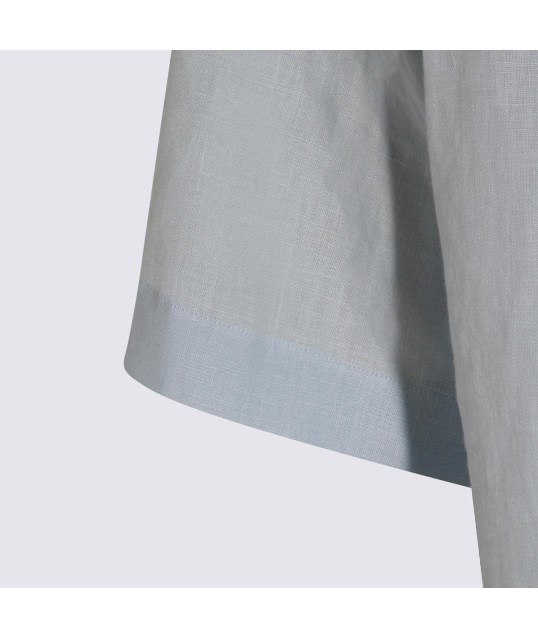 LARDINI Голубая льняная кэжуал рубашка, фото 4