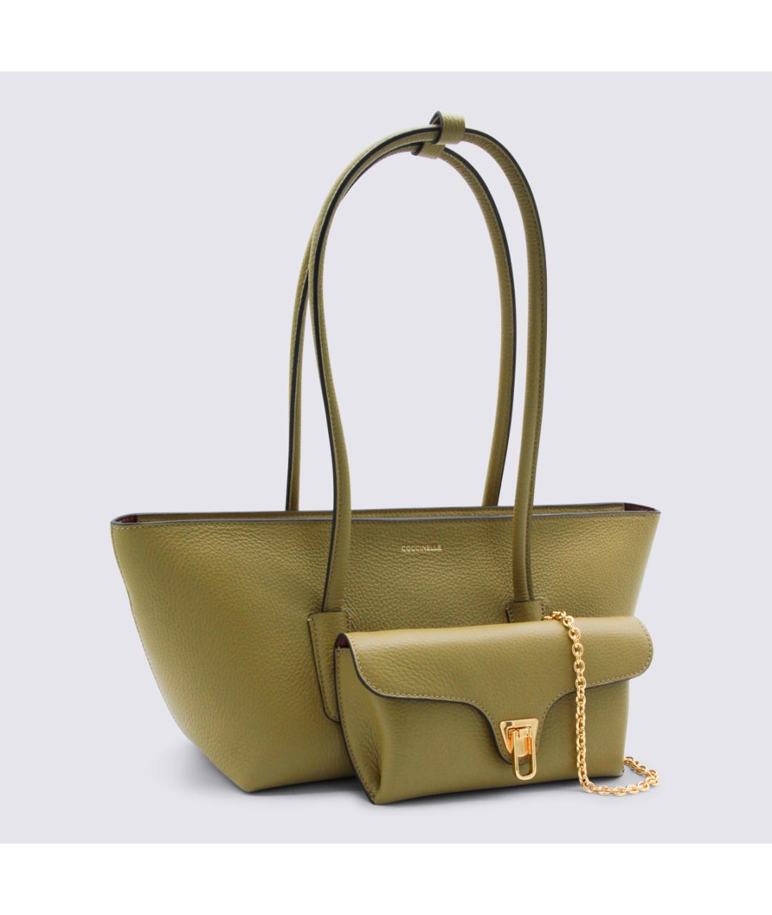 COCCINELLE Зеленая кожаная сумка через плечо, фото 4