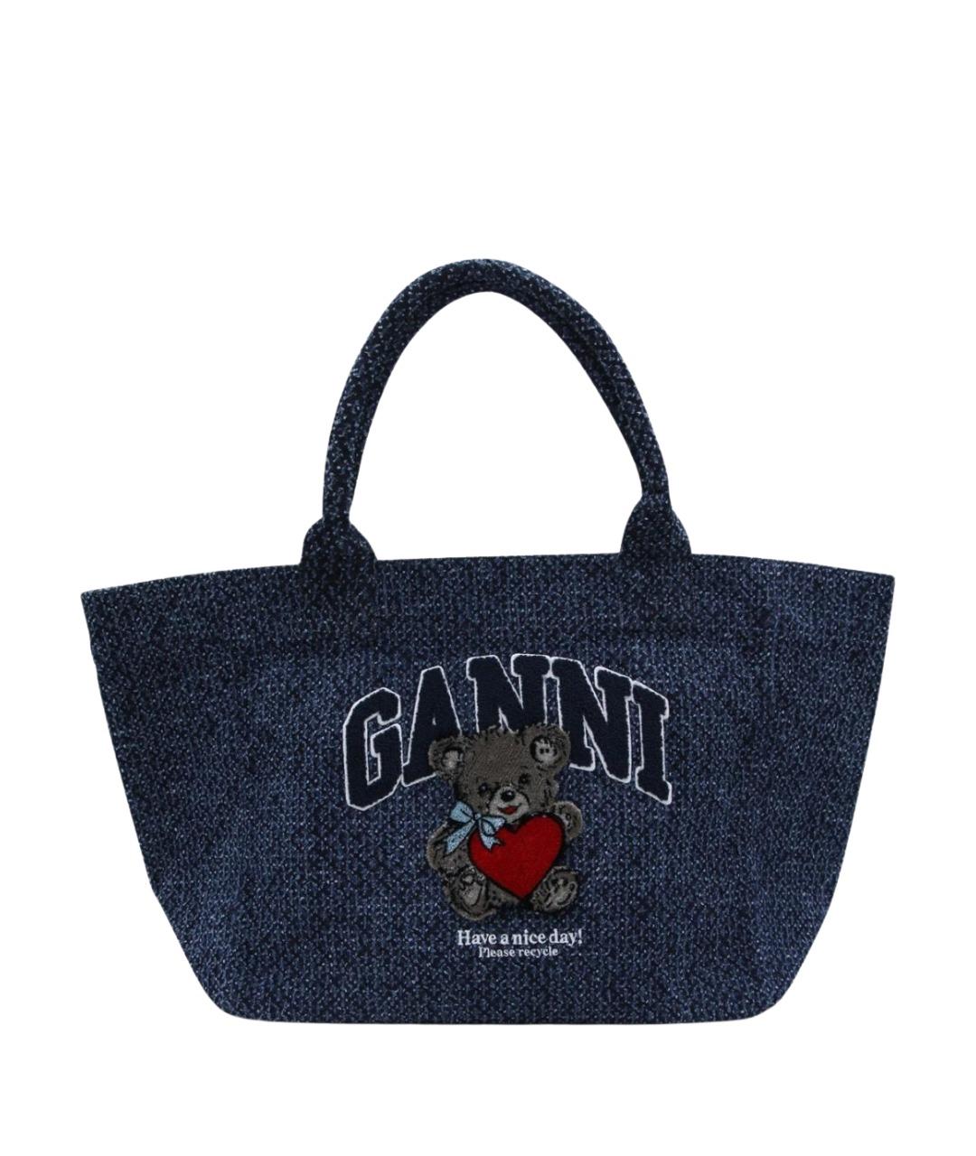GANNI Синяя хлопковая сумка тоут, фото 1