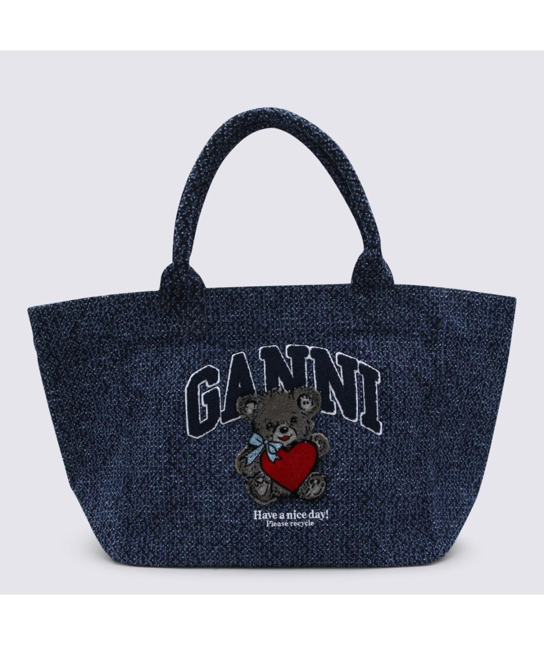 GANNI Синяя хлопковая сумка тоут, фото 5