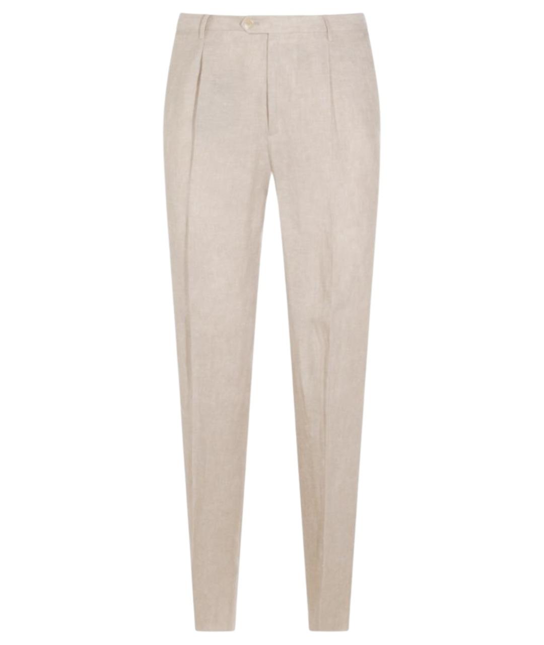 ETRO Бежевые льняные повседневные брюки, фото 1