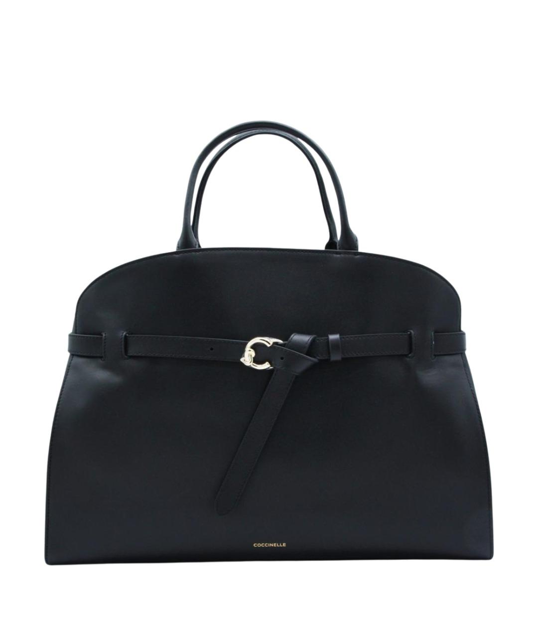 COCCINELLE Черная кожаная сумка тоут, фото 1