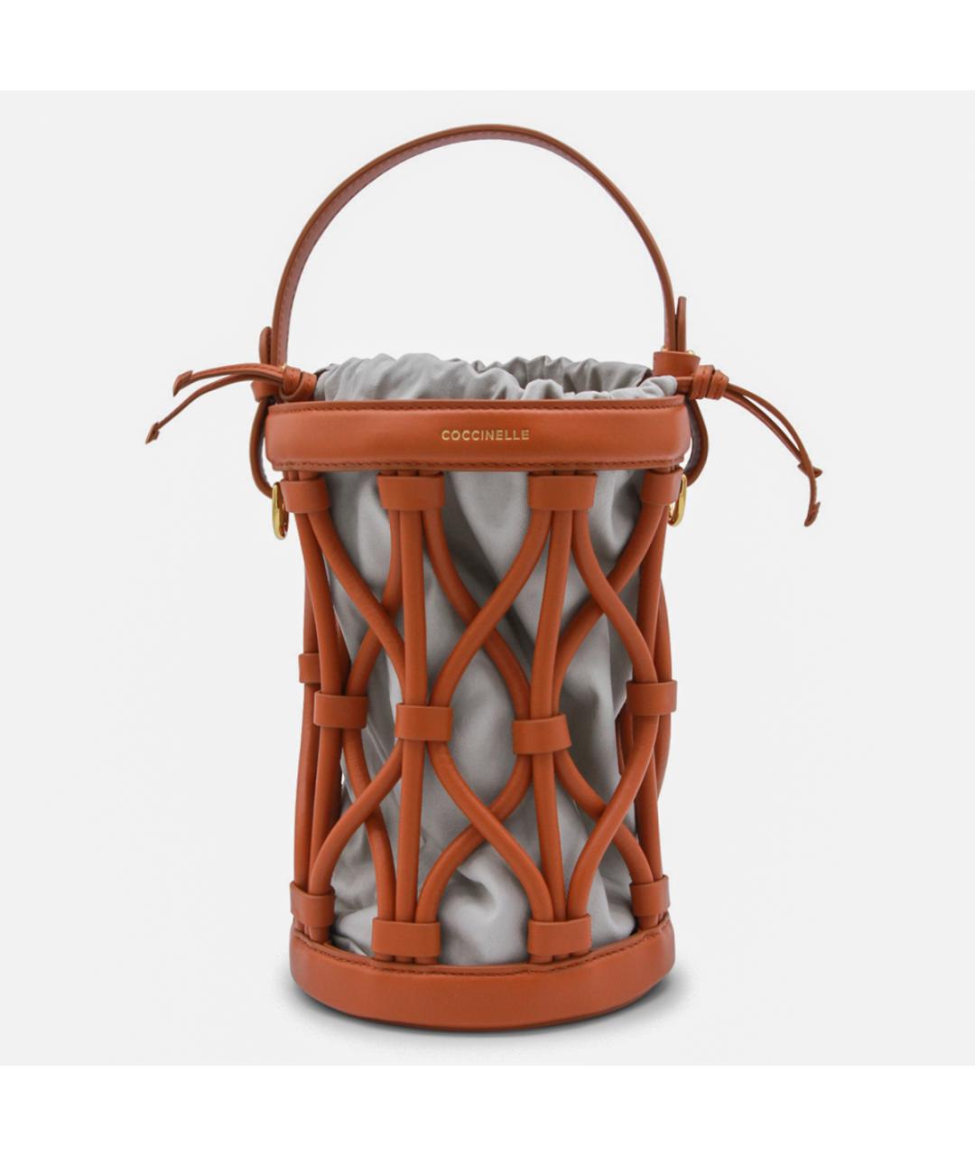 COCCINELLE Коралловая кожаная сумка с короткими ручками, фото 5
