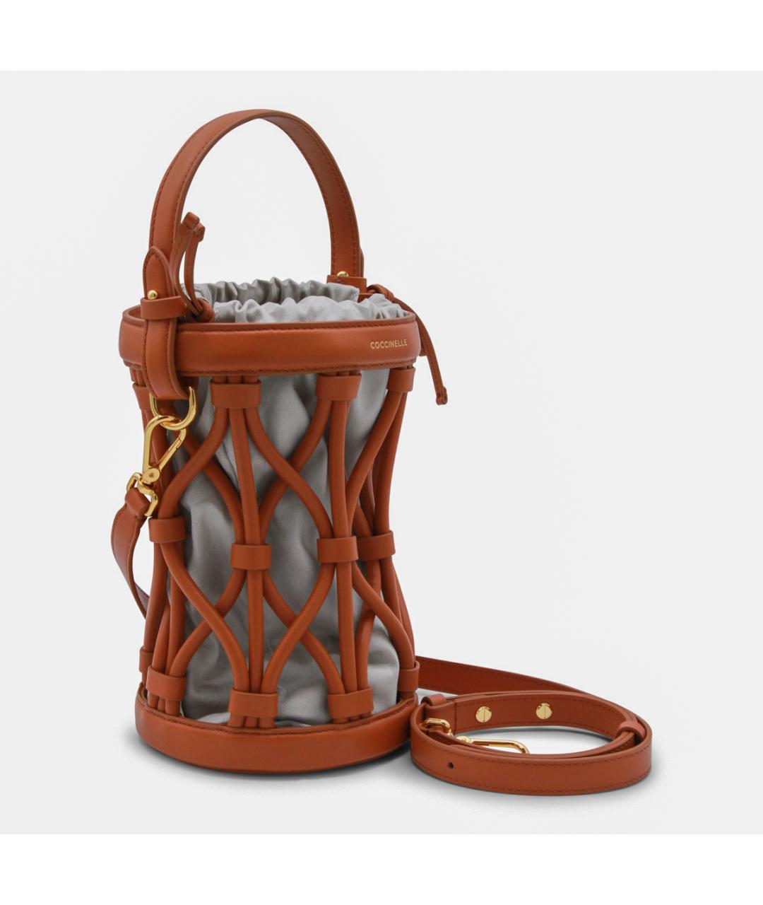 COCCINELLE Коралловая кожаная сумка с короткими ручками, фото 2