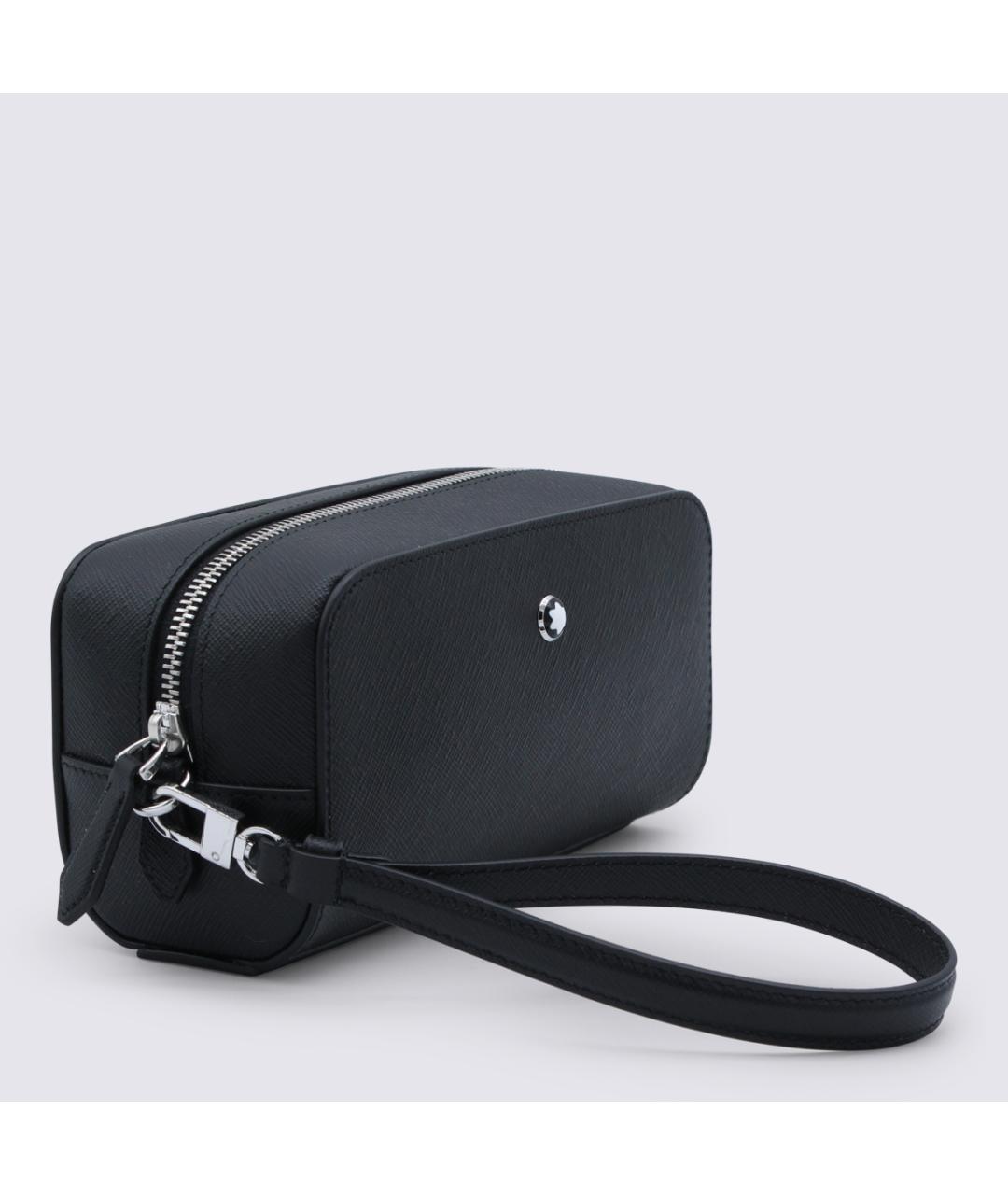 MONTBLANC Черная кожаная барсетка, фото 2