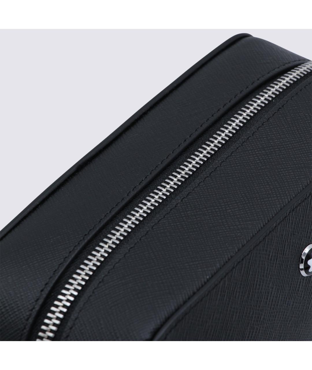 MONTBLANC Черная кожаная барсетка, фото 3