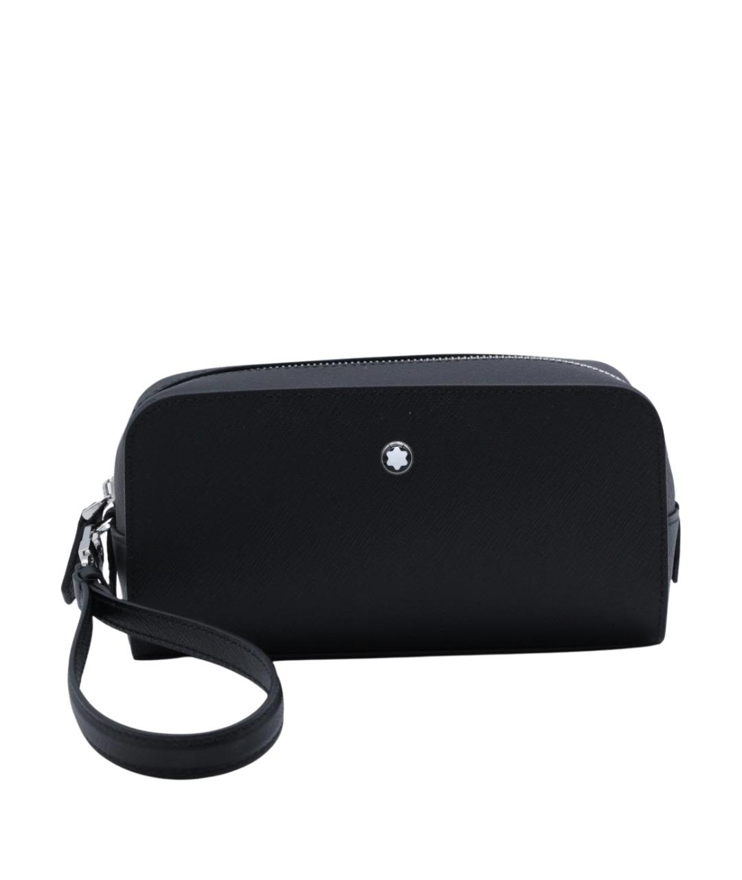MONTBLANC Черная кожаная барсетка, фото 1