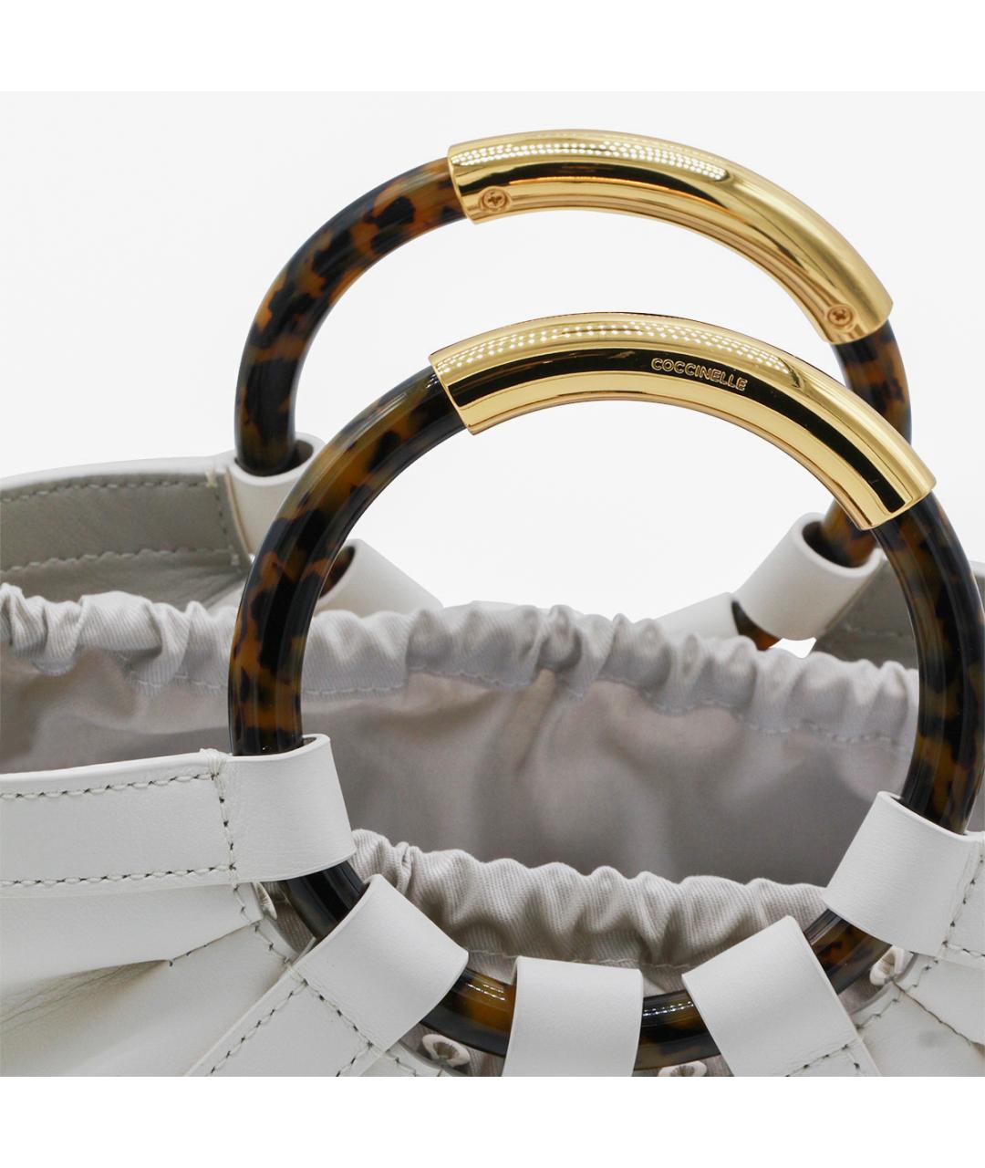 COCCINELLE Белая кожаная сумка с короткими ручками, фото 4