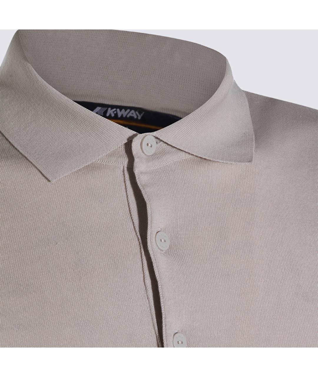 K-WAY Бежевое хлопковое поло с коротким рукавом, фото 3