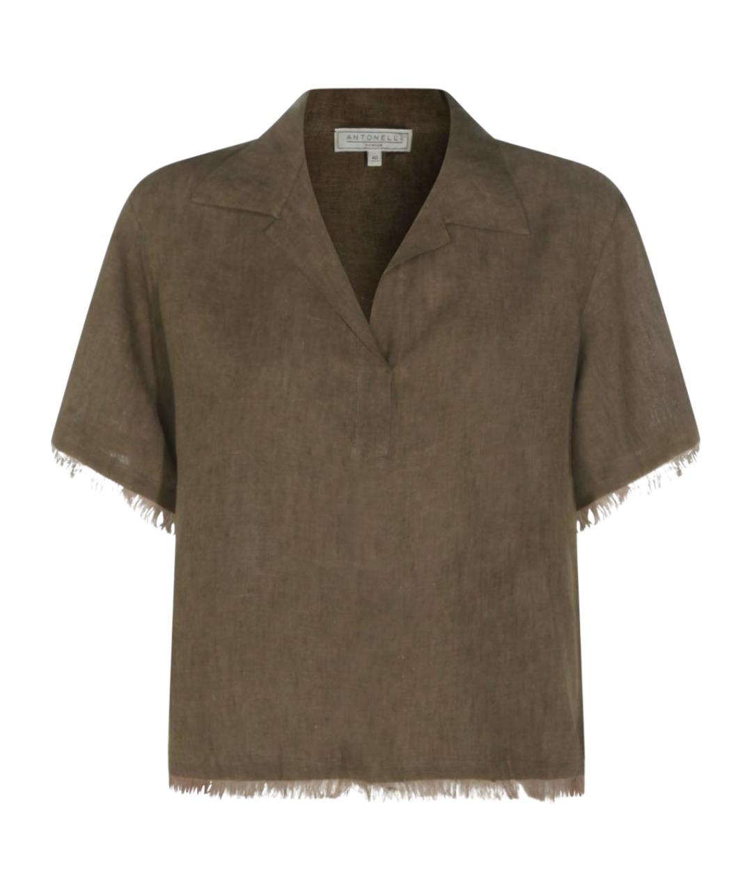 ANTONELLI FIRENZE Коричневая льняная рубашка, фото 1