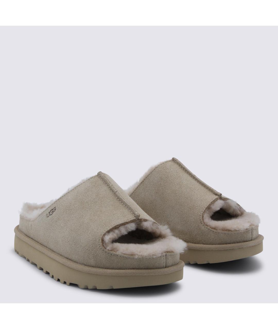 UGG AUSTRALIA Бежевые замшевые шлепанцы, фото 2