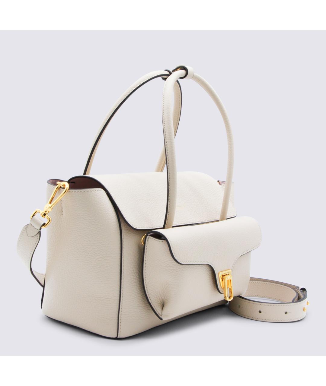 COCCINELLE Белая кожаная сумка с короткими ручками, фото 2