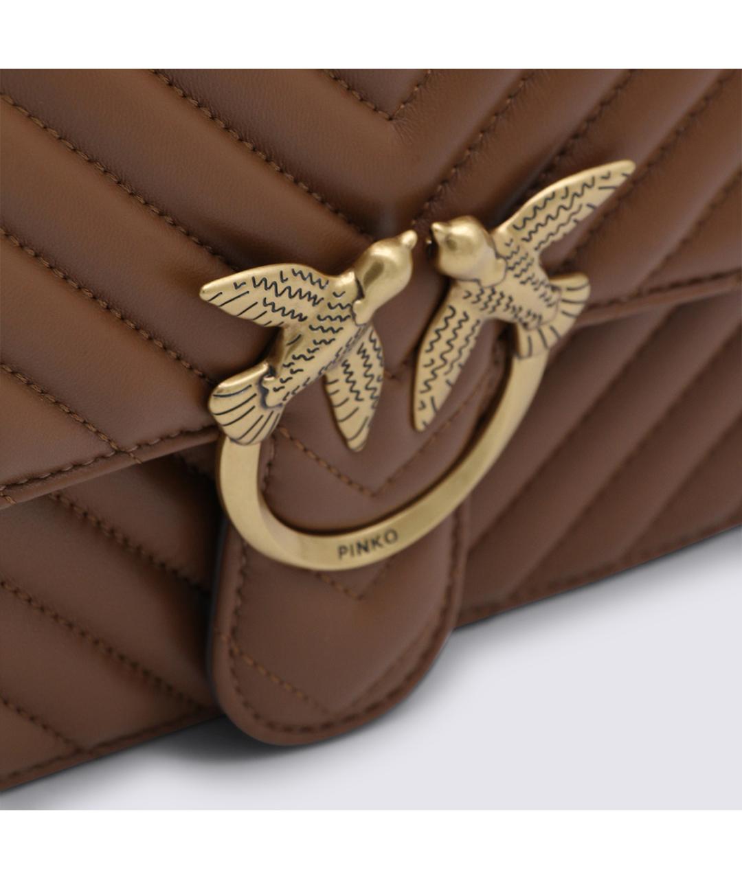 PINKO Коричневая кожаная сумка через плечо, фото 4