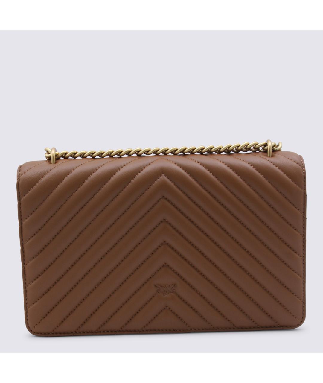 PINKO Коричневая кожаная сумка через плечо, фото 3