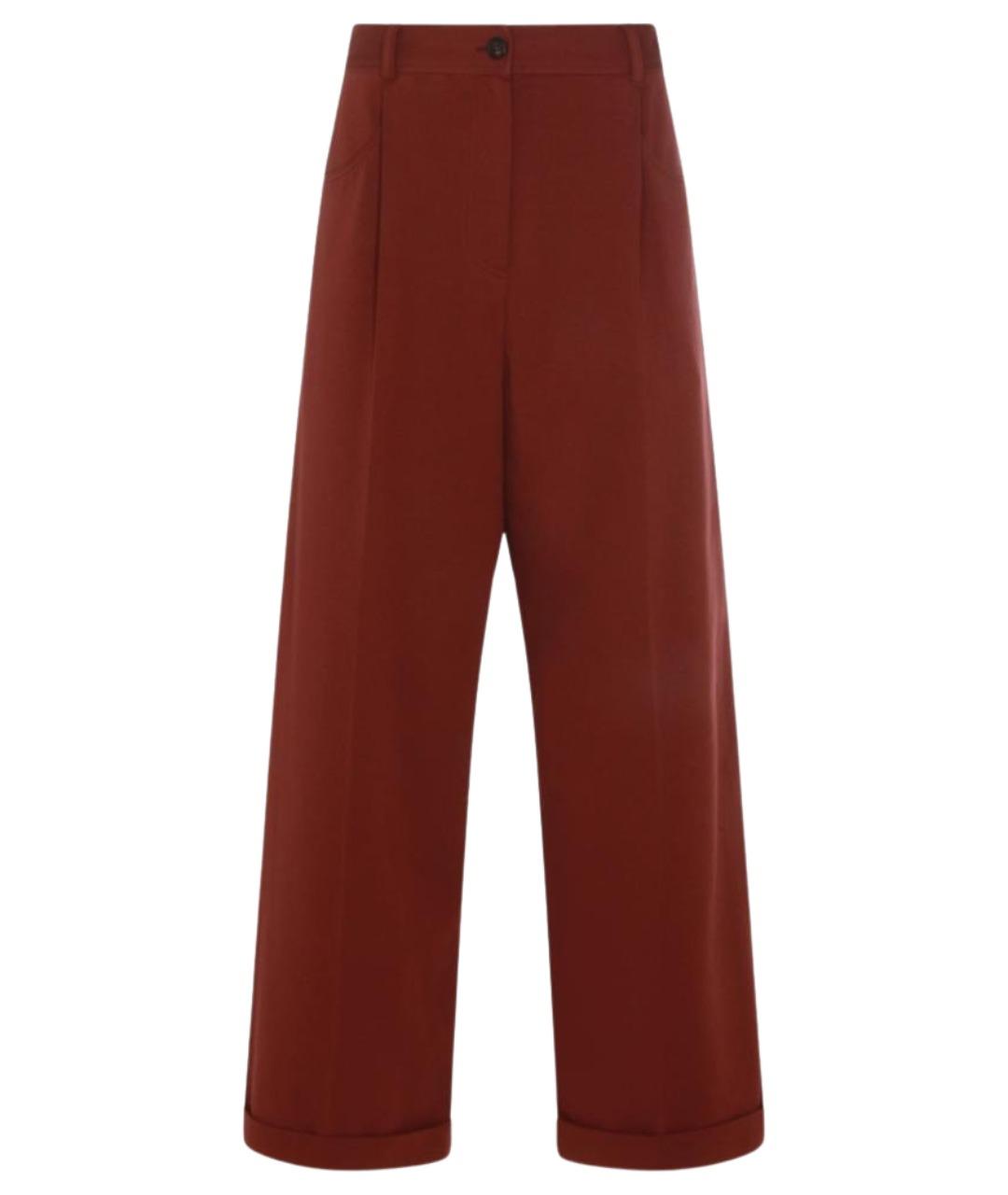 BRUNELLO CUCINELLI Бордовые хлопковые прямые брюки, фото 1