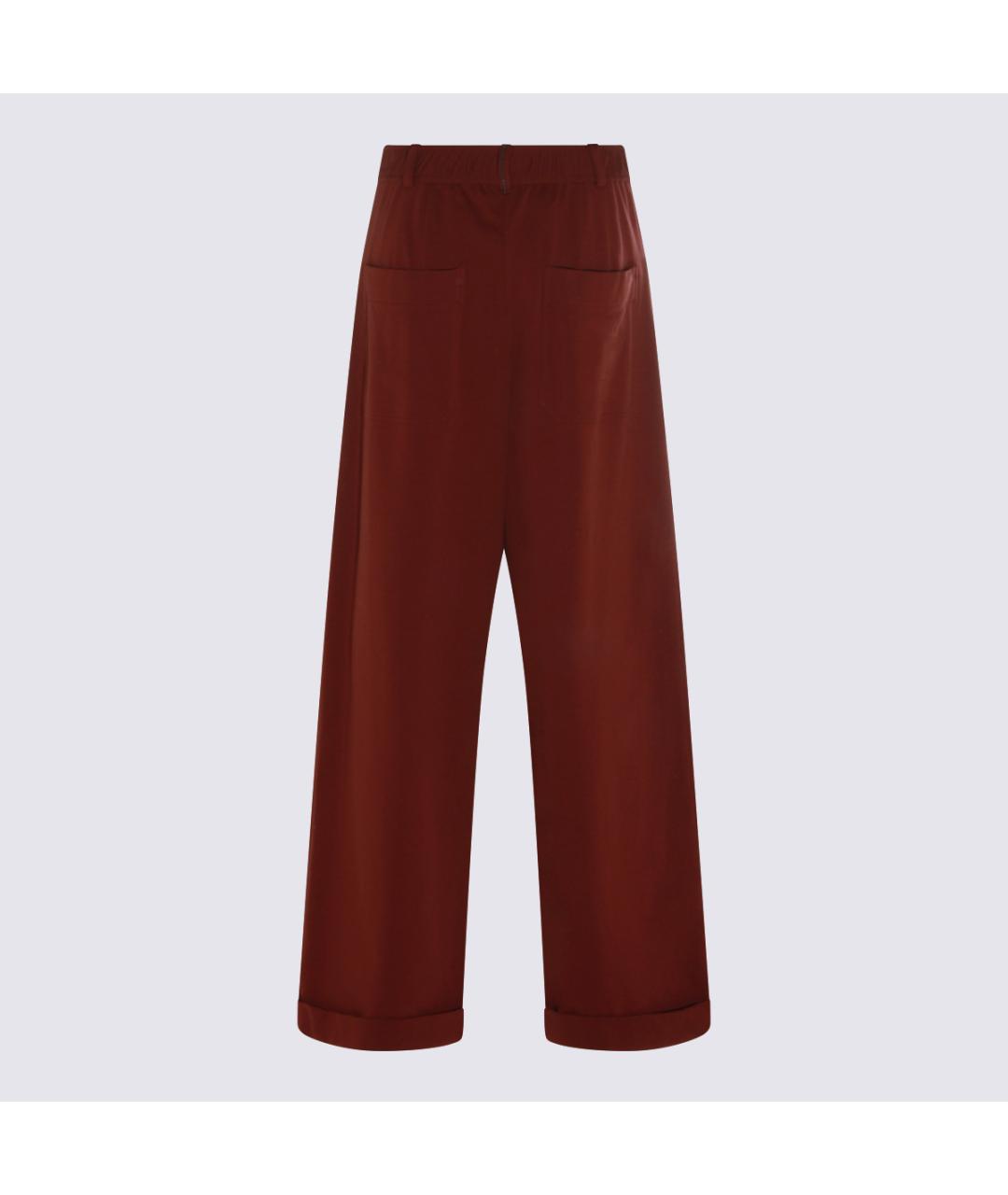 BRUNELLO CUCINELLI Бордовые хлопковые прямые брюки, фото 2