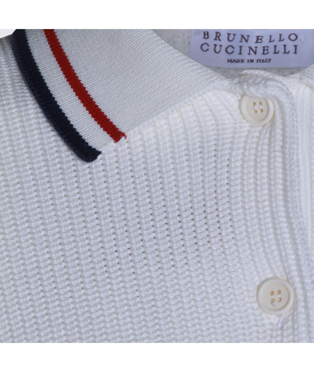 BRUNELLO CUCINELLI Белое хлопковое поло с коротким рукавом, фото 3