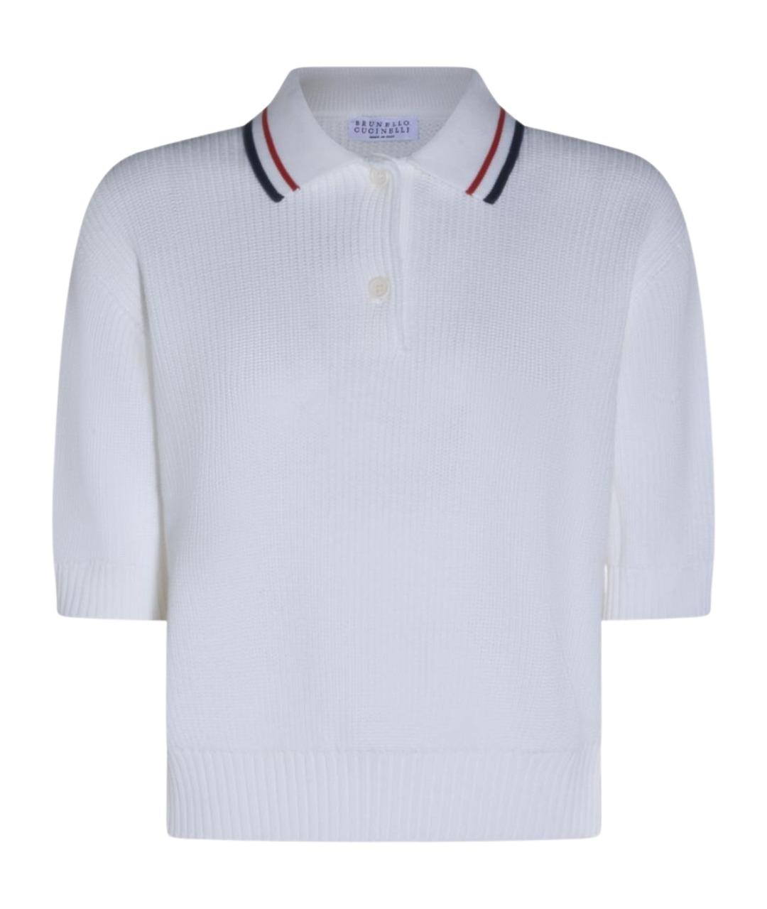 BRUNELLO CUCINELLI Белое хлопковое поло с коротким рукавом, фото 1