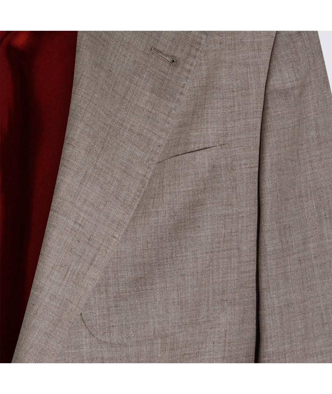 BRUNELLO CUCINELLI Бежевый шерстяной пиджак, фото 3