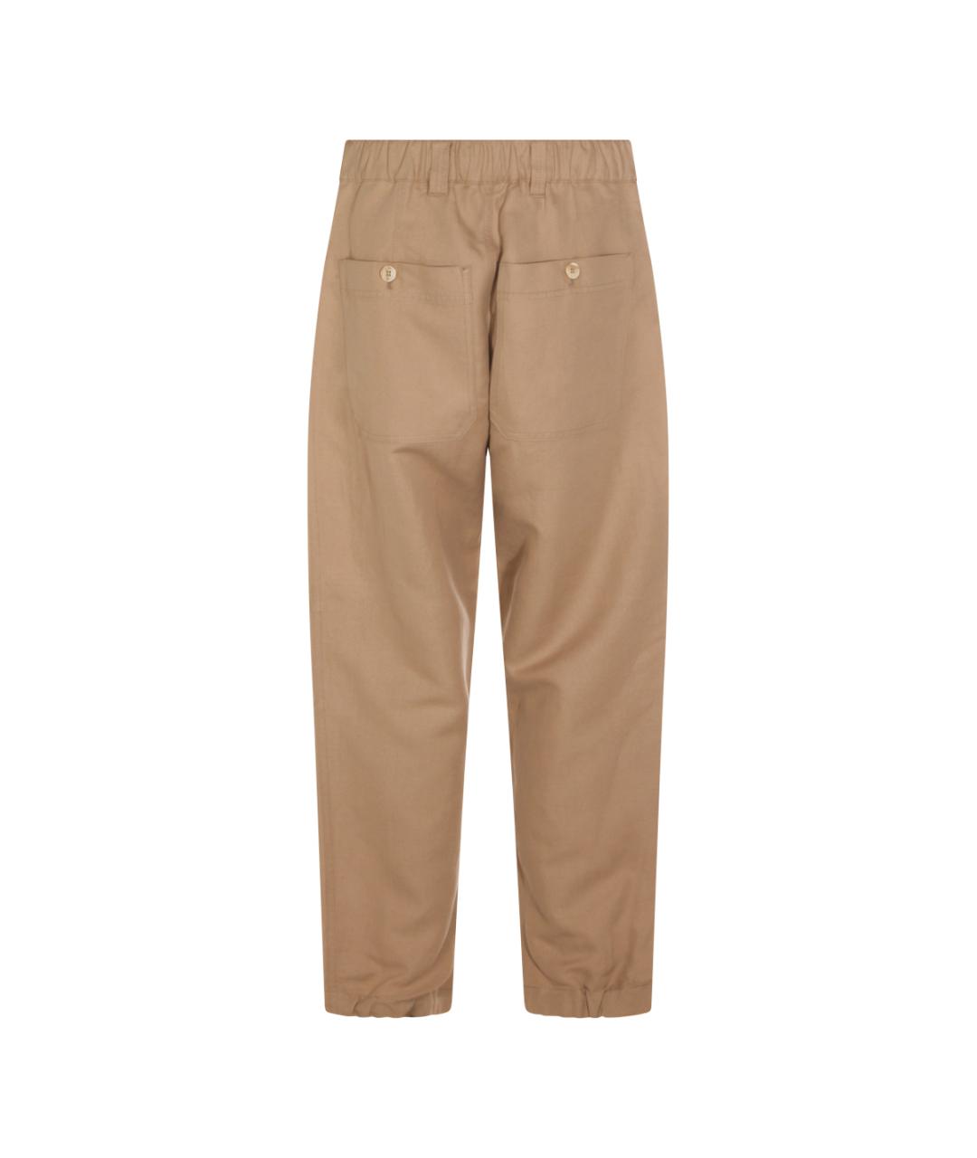 BRUNELLO CUCINELLI Бежевые льняные повседневные брюки, фото 2