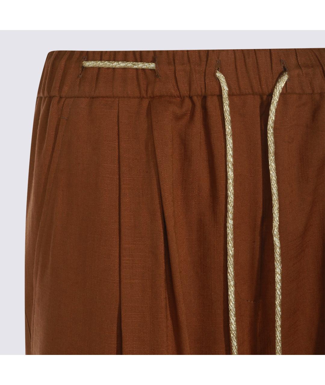 HERNO Коричневые вискозные прямые брюки, фото 3
