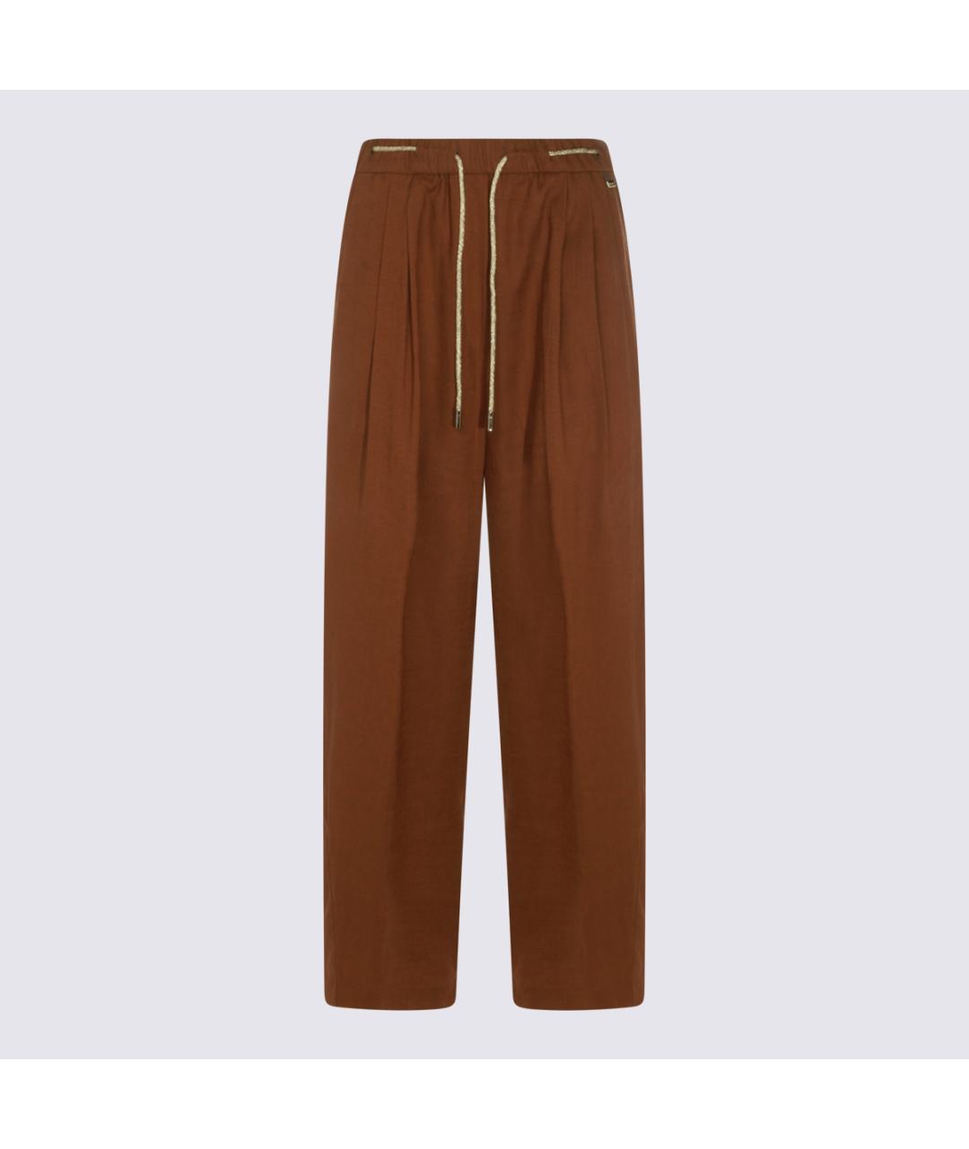 HERNO Коричневые вискозные прямые брюки, фото 4