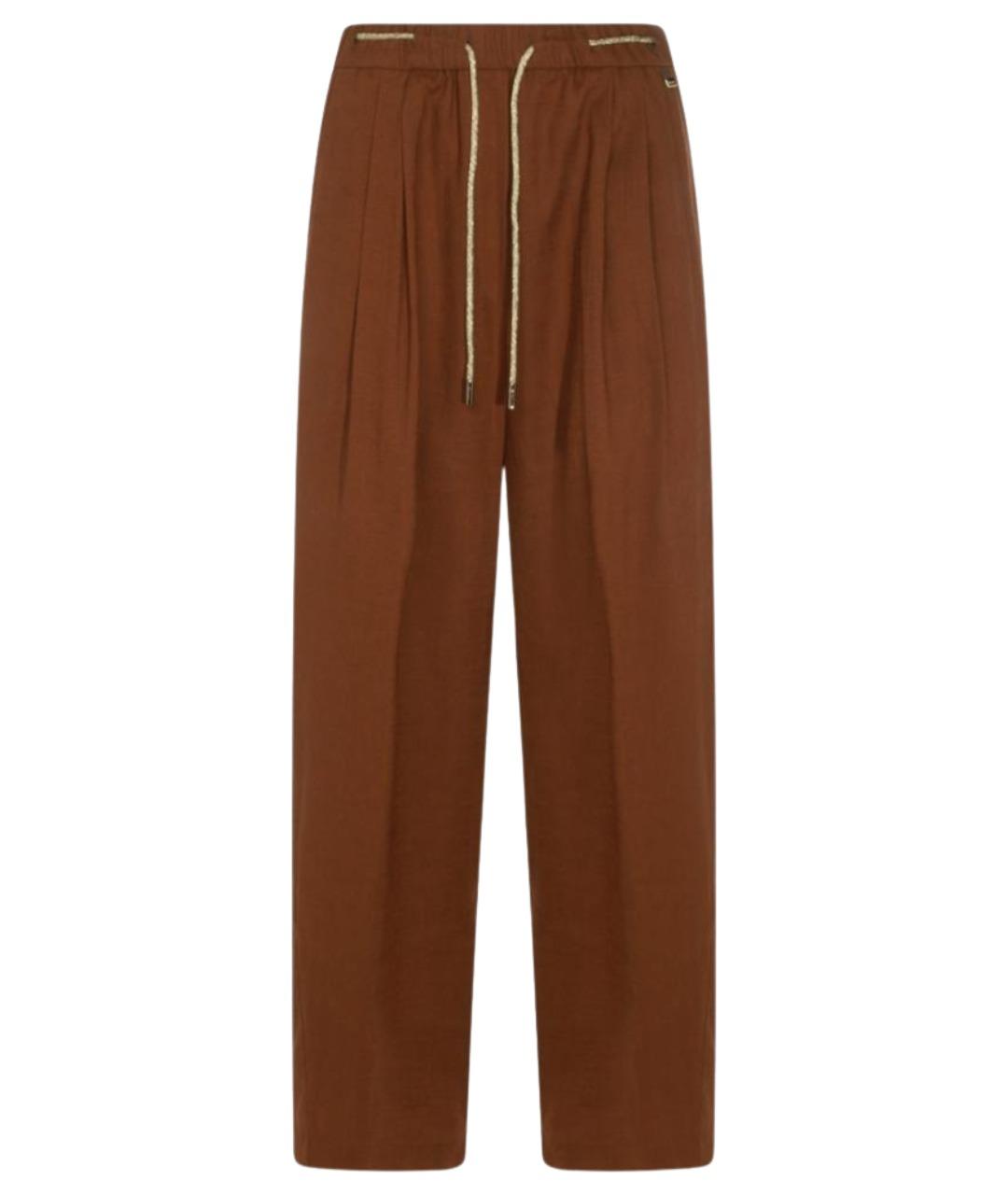 HERNO Коричневые вискозные прямые брюки, фото 1